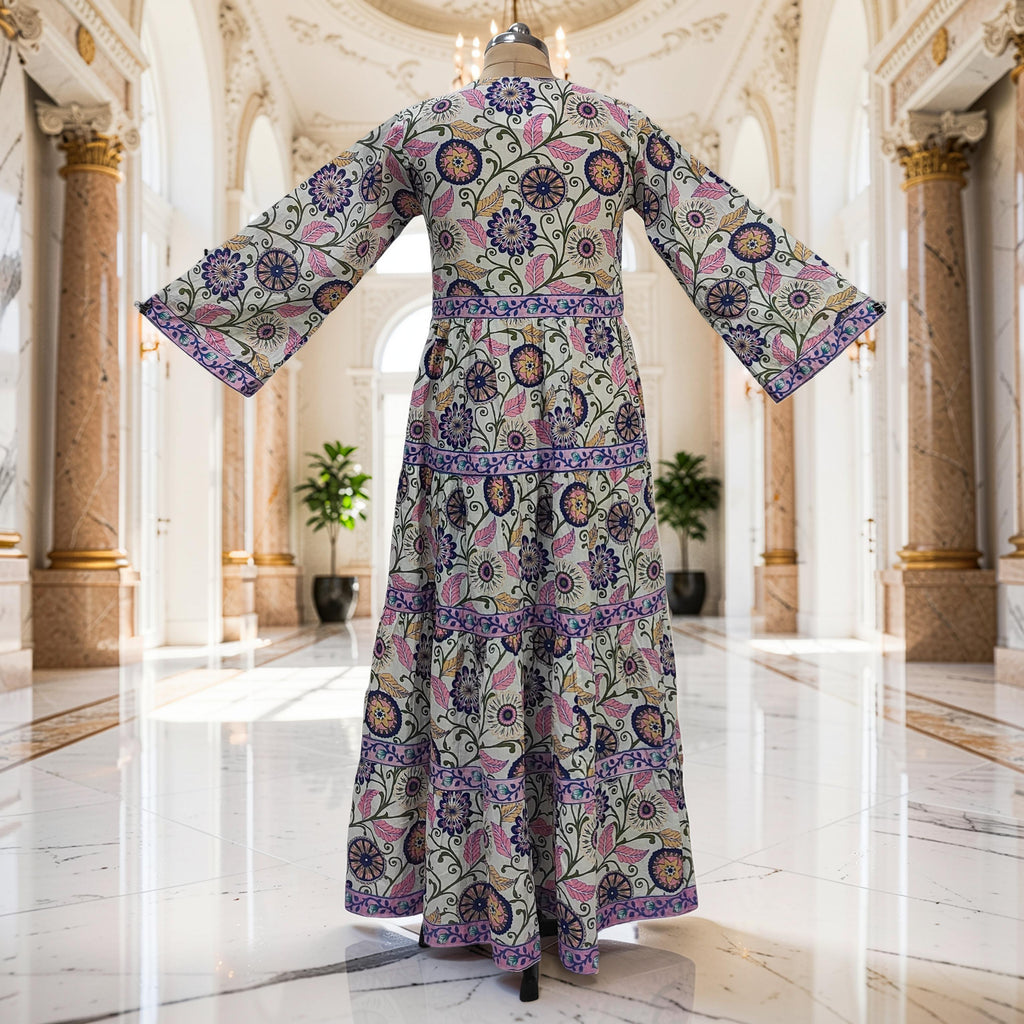 XS/S Huda Printed Cotton Dress 54" Long Jalabiya 25731-1358 JP