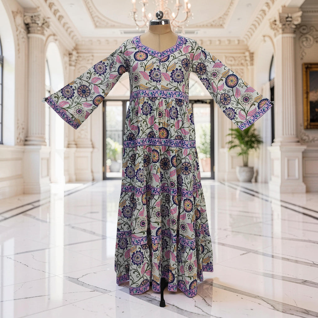 2XL/3XL Huda Printed Cotton Dress 57" Long Jalabiya 25734-1359 JP