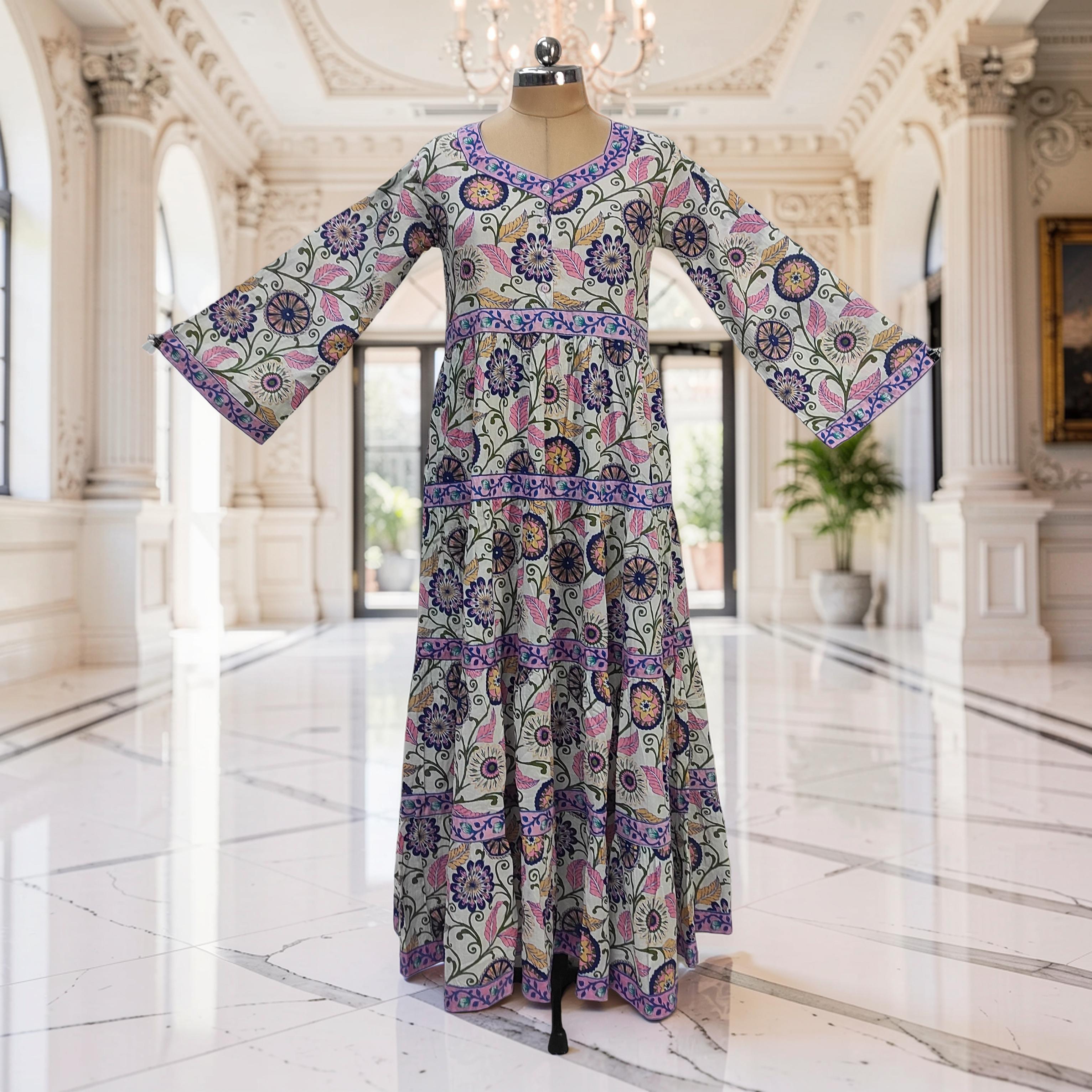 2XL/3XL Huda Printed Cotton Dress 57" Long Jalabiya 25734-1359 JP