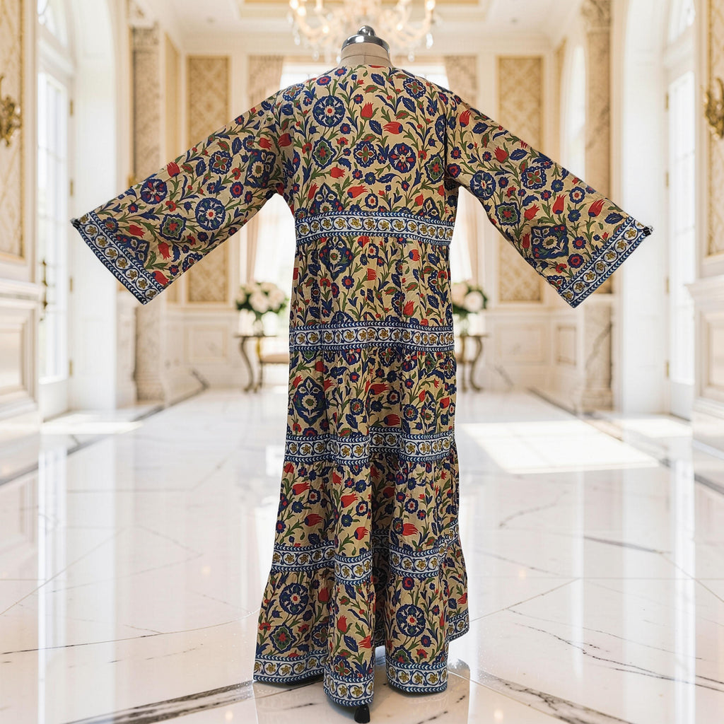 XS/S Huda Printed Cotton Dress 54" Long Jalabiya 25740-1360 JP