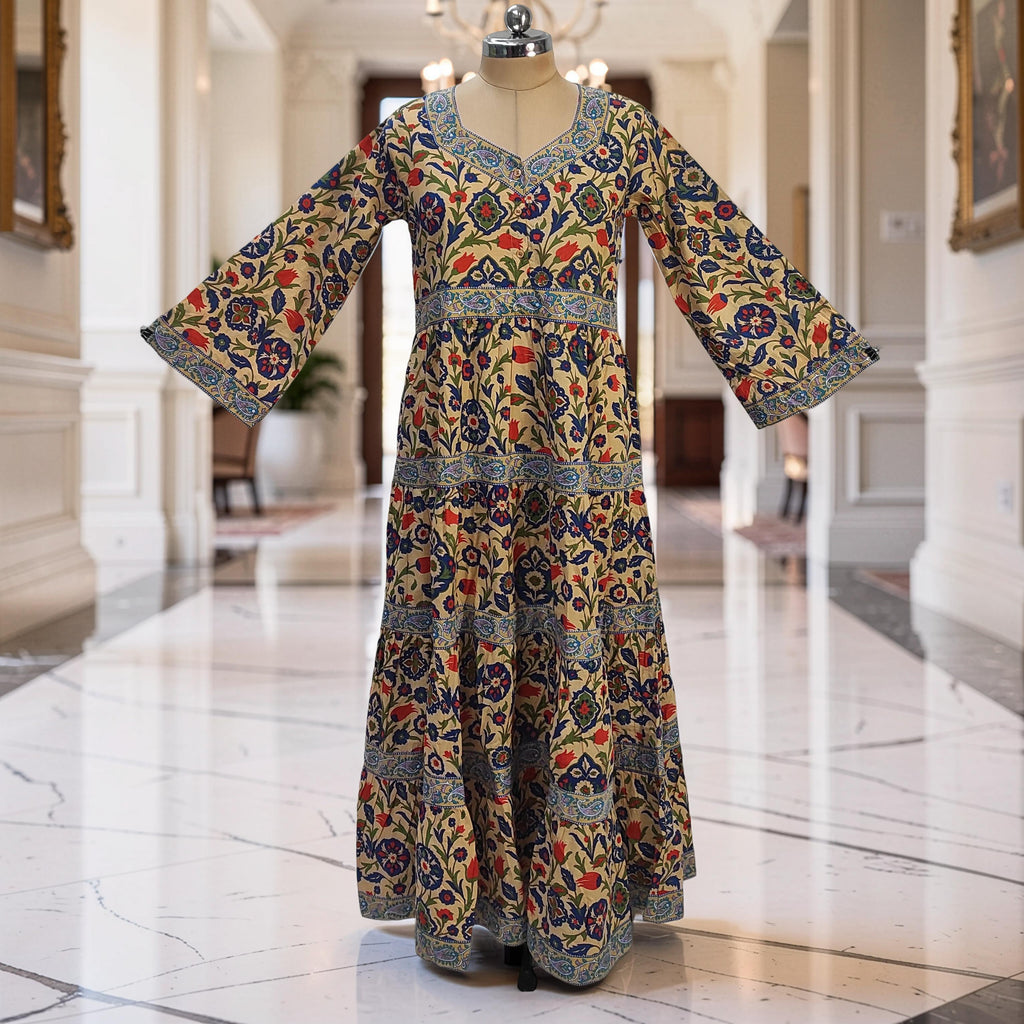 L/XL Huda Printed Cotton Dress 57" Long Jalabiya 25742-1360 JP