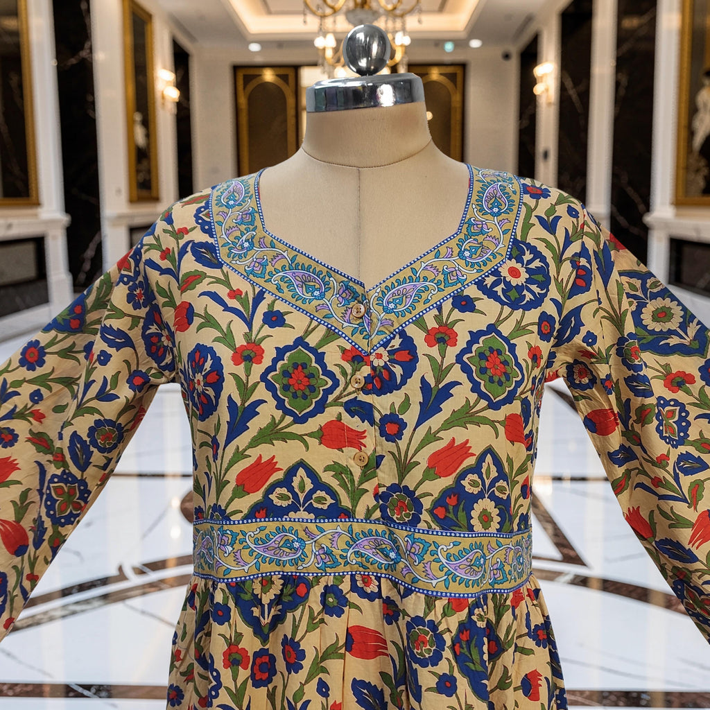 L/XL Huda Printed Cotton Dress 57" Long Jalabiya 25742-1360 JP