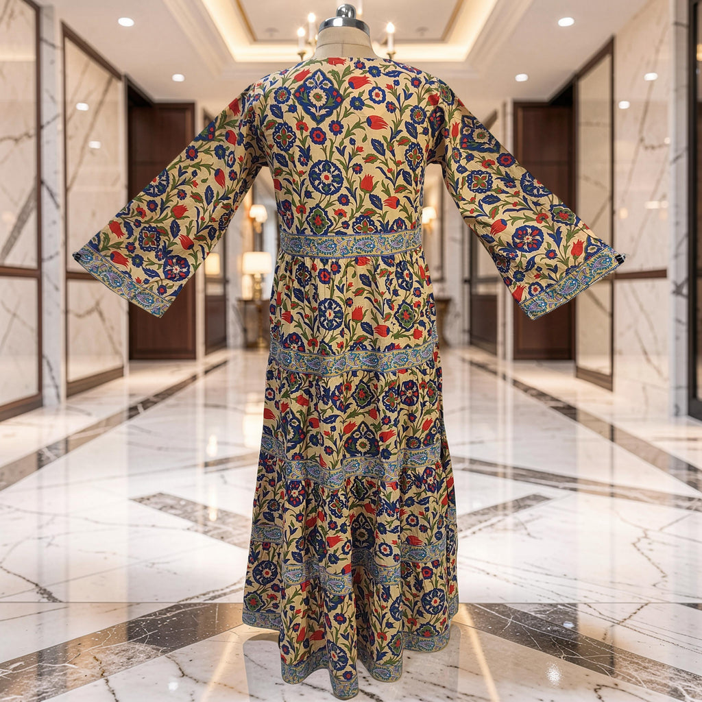 L/XL Huda Printed Cotton Dress 57" Long Jalabiya 25742-1360 JP