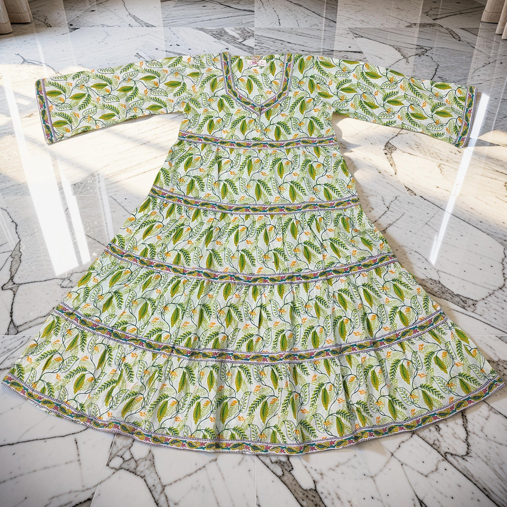 4-5 Year Huda Printed Cotton Girls Dress 34" Long Jalabiya 25744-1361 JP