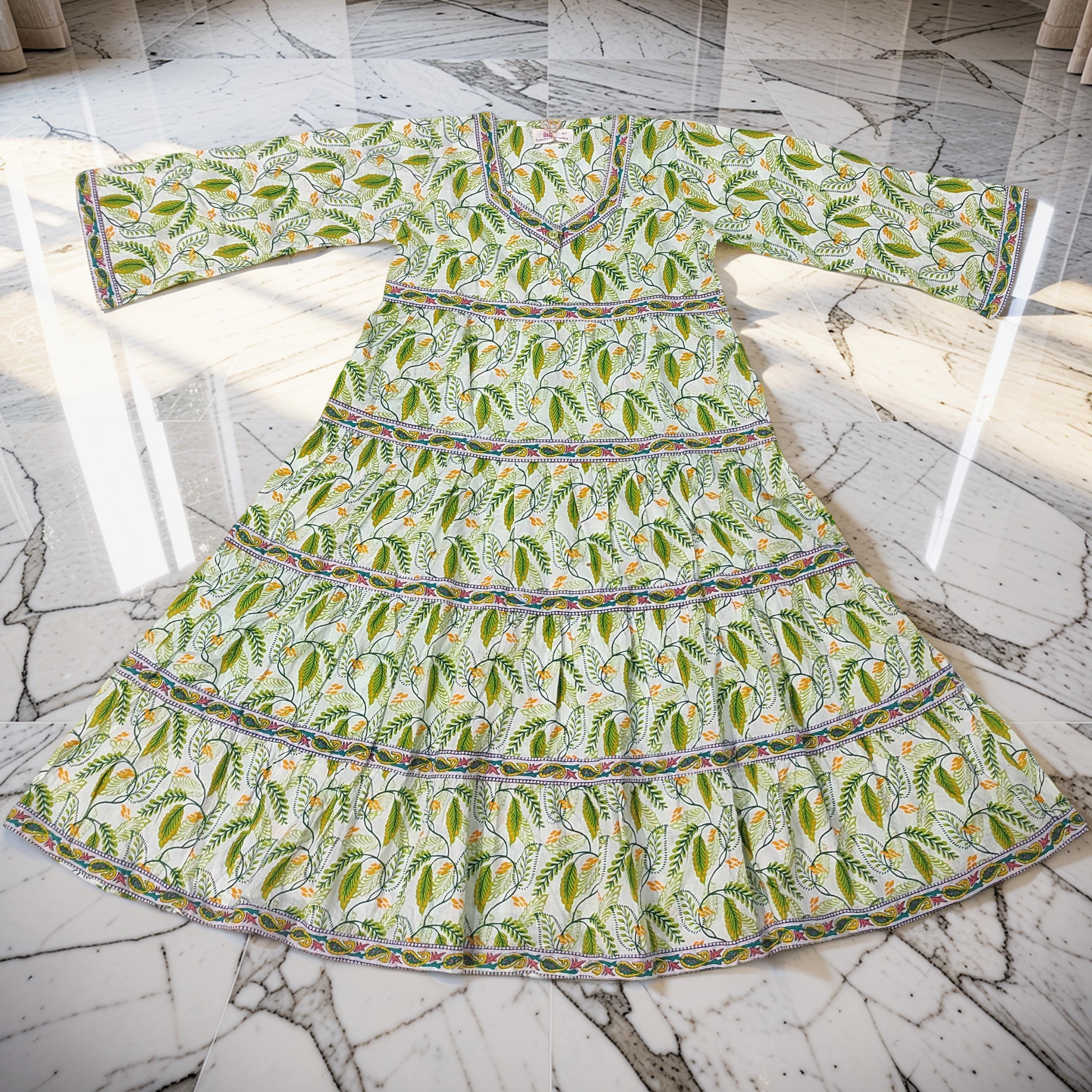 4-5 Year Huda Printed Cotton Girls Dress 34" Long Jalabiya 25744-1361 JP