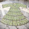 6-7 Year Huda Printed Cotton Girls Dress 38" Long Jalabiya 25745-1361 JP