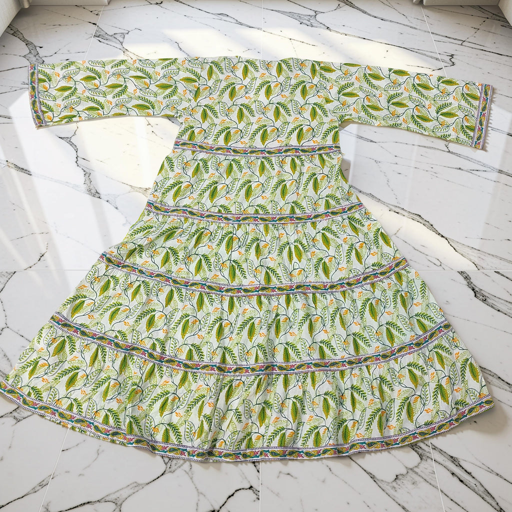 6-7 Year Huda Printed Cotton Girls Dress 38" Long Jalabiya 25745-1361 JP