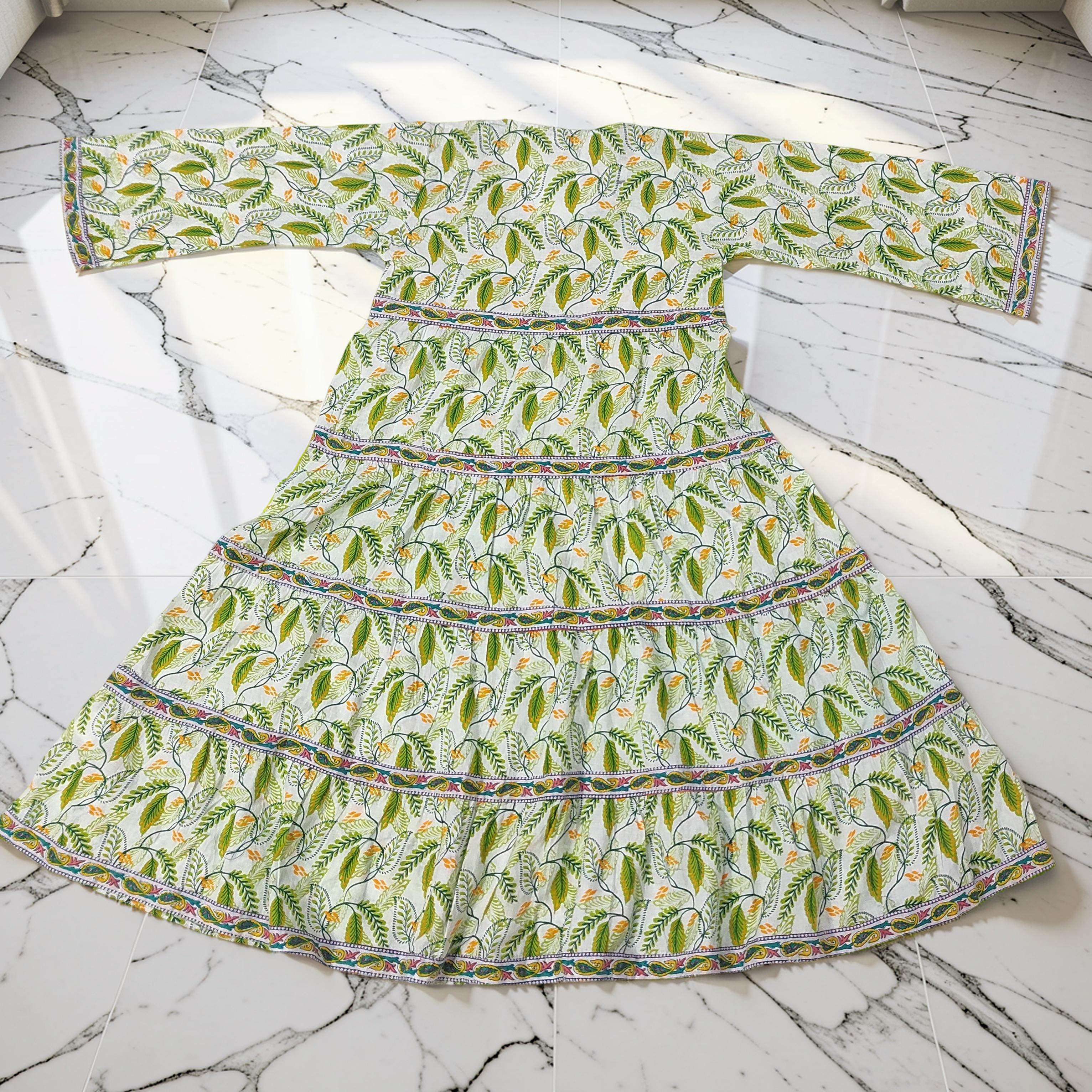 6-7 Year Huda Printed Cotton Girls Dress 38" Long Jalabiya 25745-1361 JP