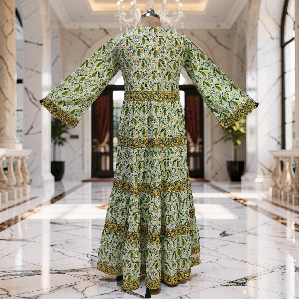 S/M  Huda Printed Cotton Dress 57" Long Jalabiya 25750-1361 JP