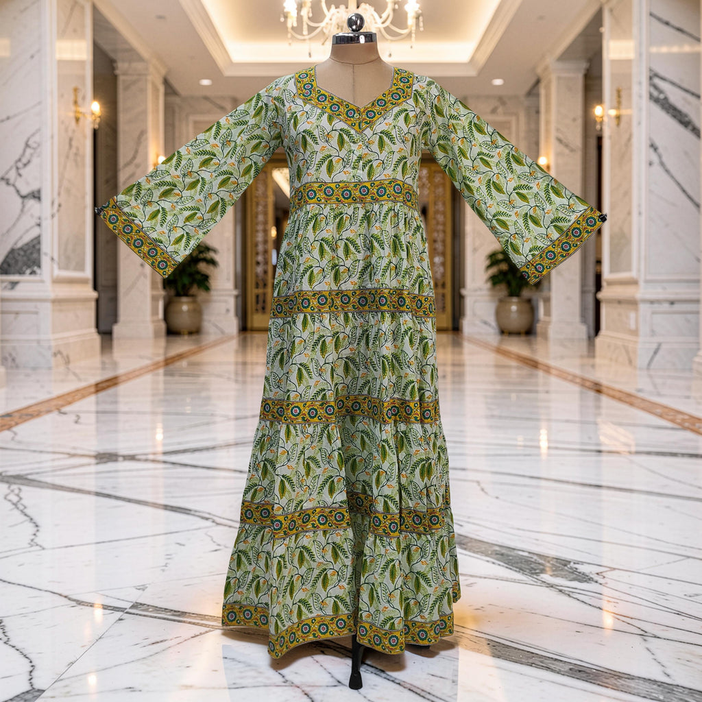 L/XL Huda Printed Cotton Dress 57" Long Jalabiya 25751-1362 JP