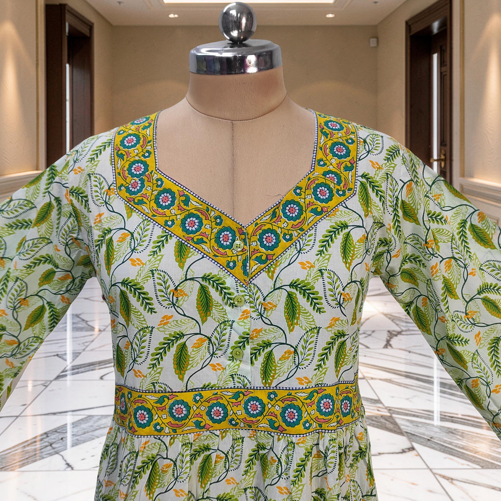 2XL/3XL Huda Printed Cotton Dress 57" Long Jalabiya 25752-1362 JP