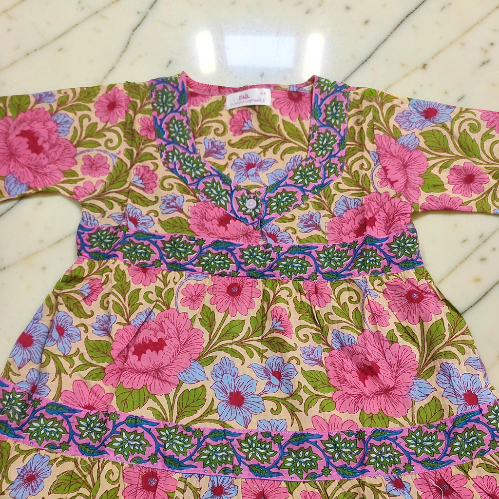 6-7 Year Huda Printed Cotton Girls Dress 38" Long Jalabiya 25754-1362 JP