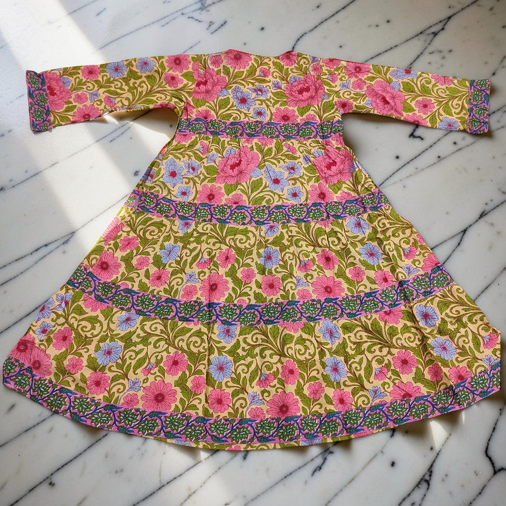 6-7 Year Huda Printed Cotton Girls Dress 38" Long Jalabiya 25754-1362 JP