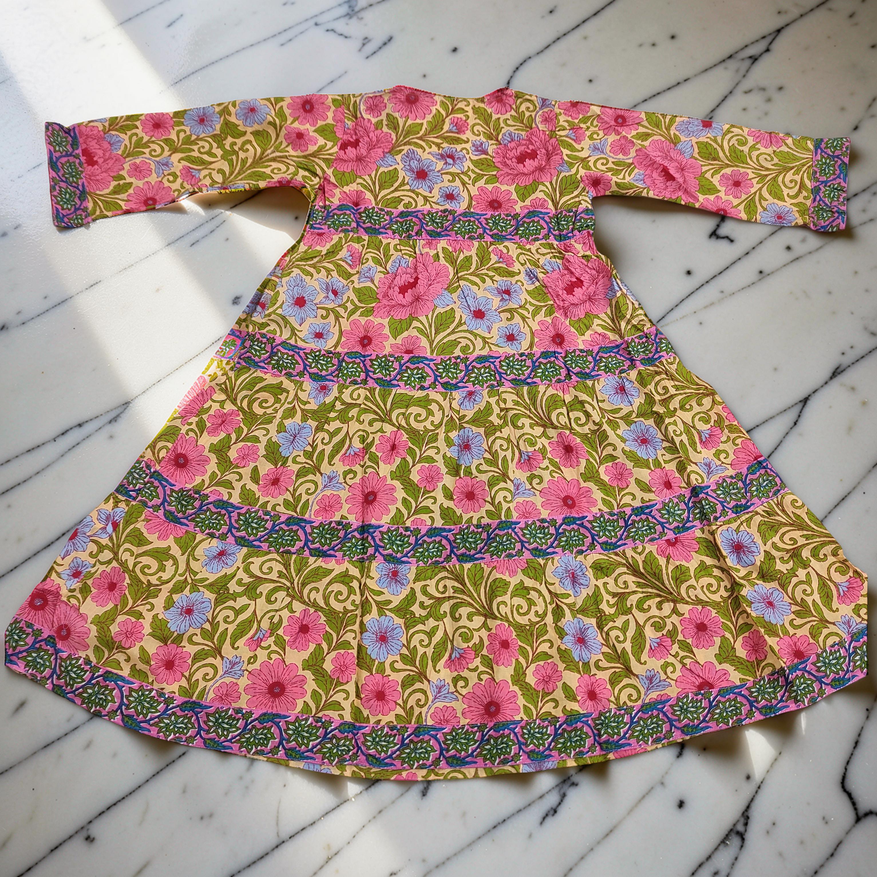 6-7 Year Huda Printed Cotton Girls Dress 38" Long Jalabiya 25754-1362 JP
