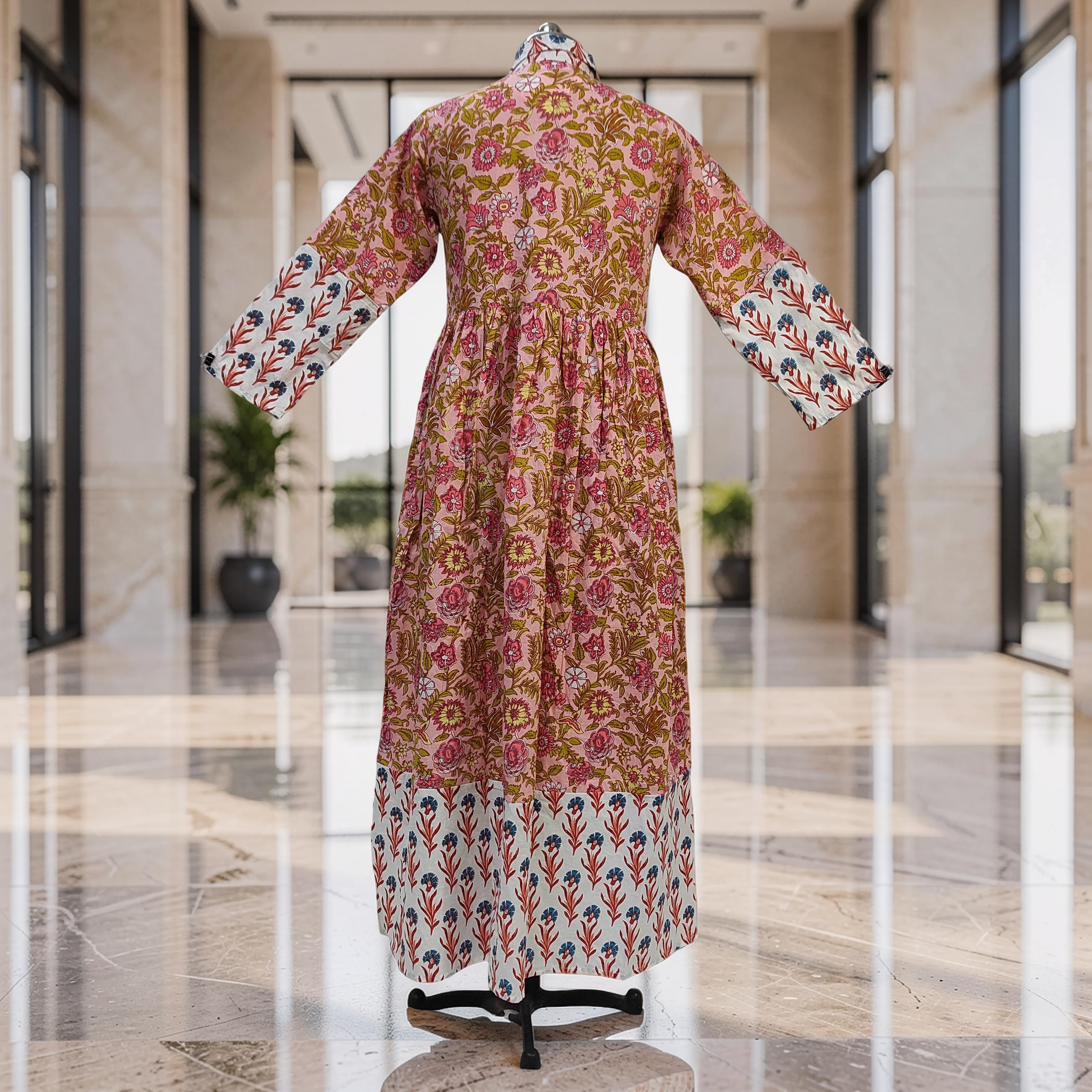 S-M Ana With Sheila Printed Cotton Dress 57" Long Jalabiya 25768-1365 JP