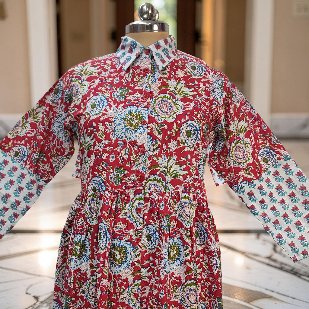 S-M Ana Printed Cotton Dress 57" Long Jalabiya 25770-1365 JP