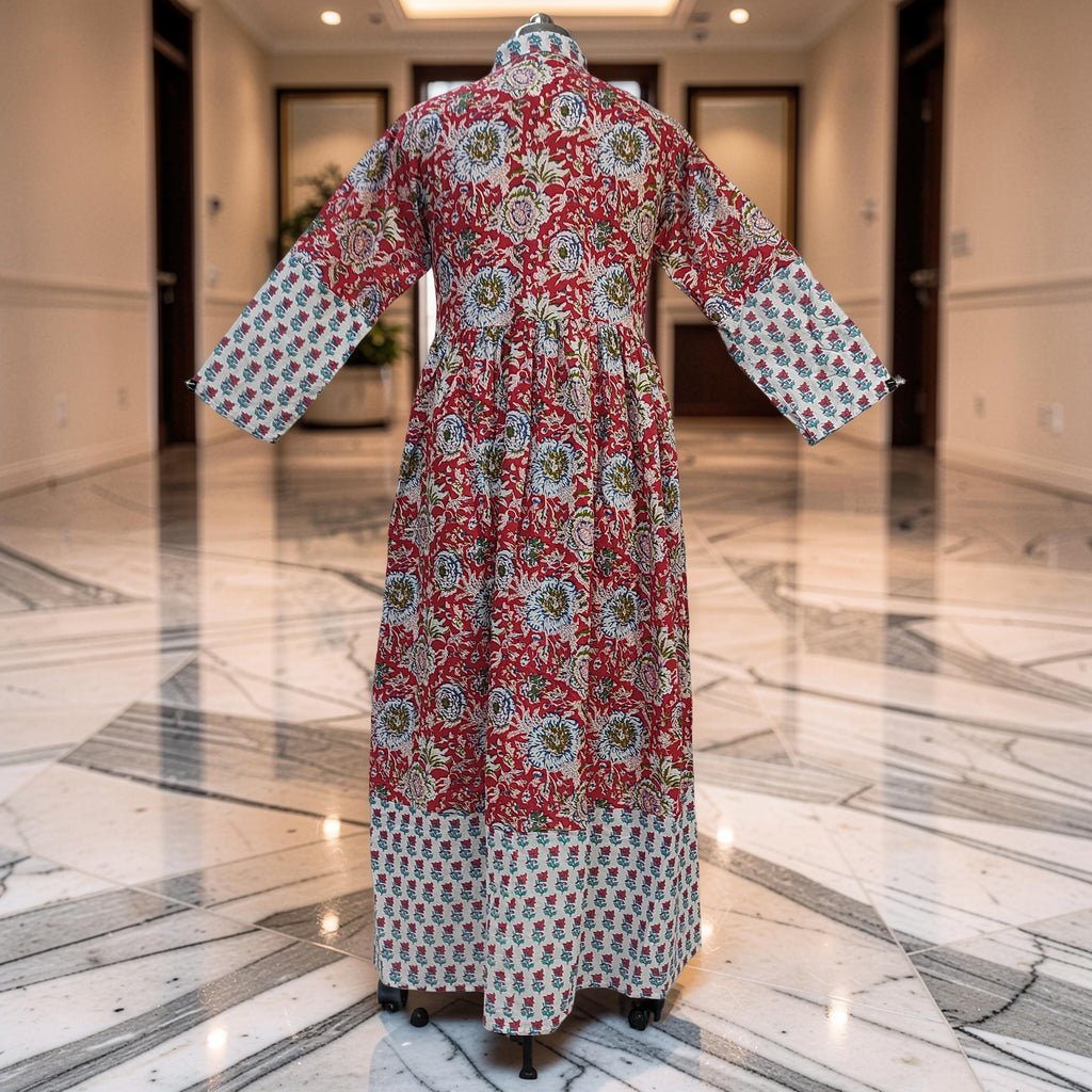 S-M Ana Printed Cotton Dress 57" Long Jalabiya 25770-1365 JP