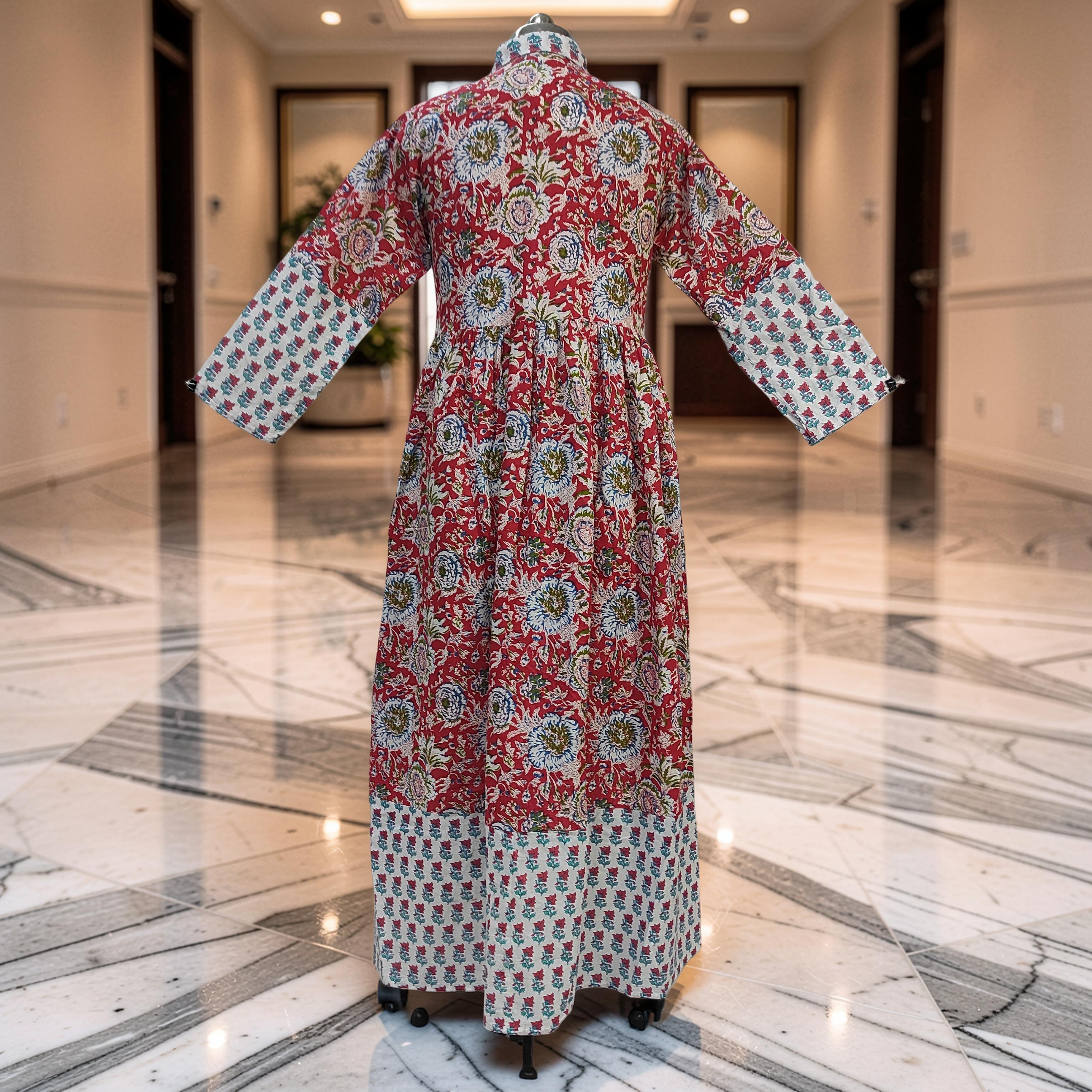 S-M Ana Printed Cotton Dress 57" Long Jalabiya 25770-1365 JP
