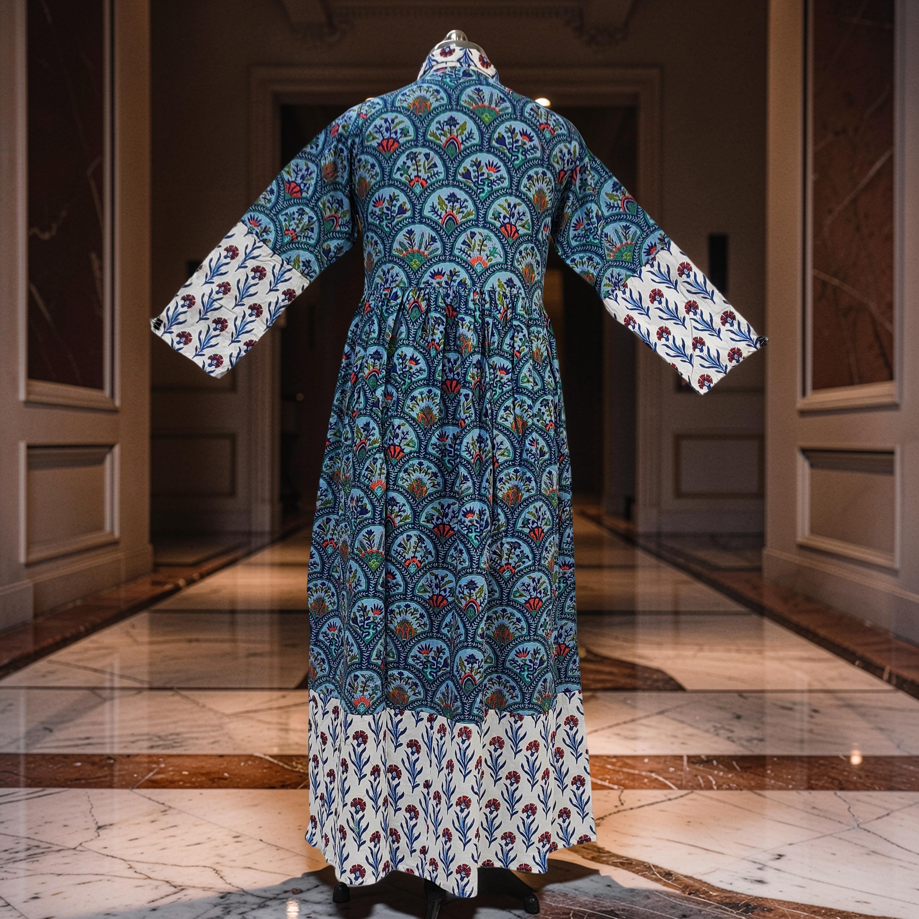 S-M Ana Printed Cotton Dress 57" Long Jalabiya 25772-1369 JP