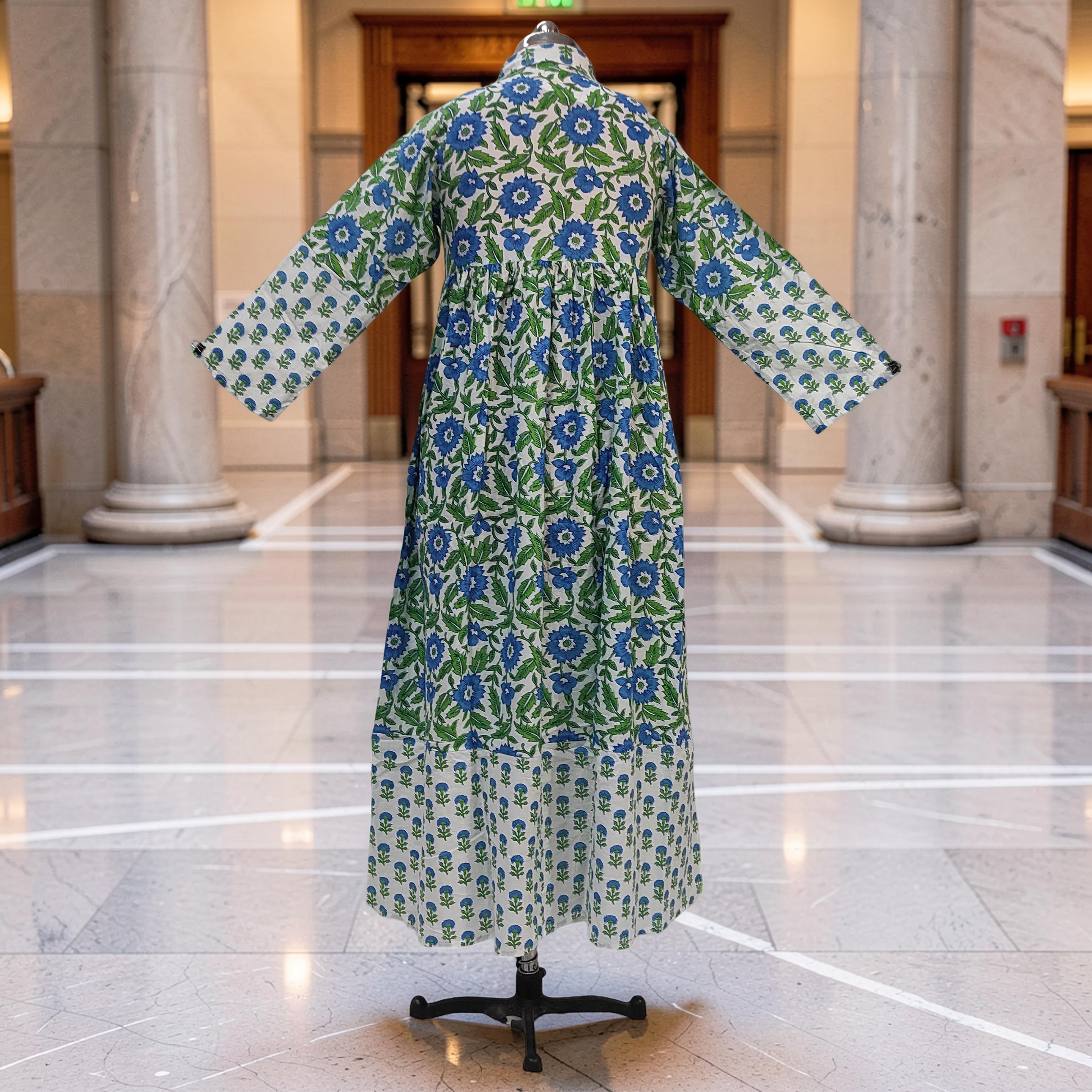 XS-S Ana With Sheila Printed Cotton Dress 54" Long Jalabiya 25775-1365 JP