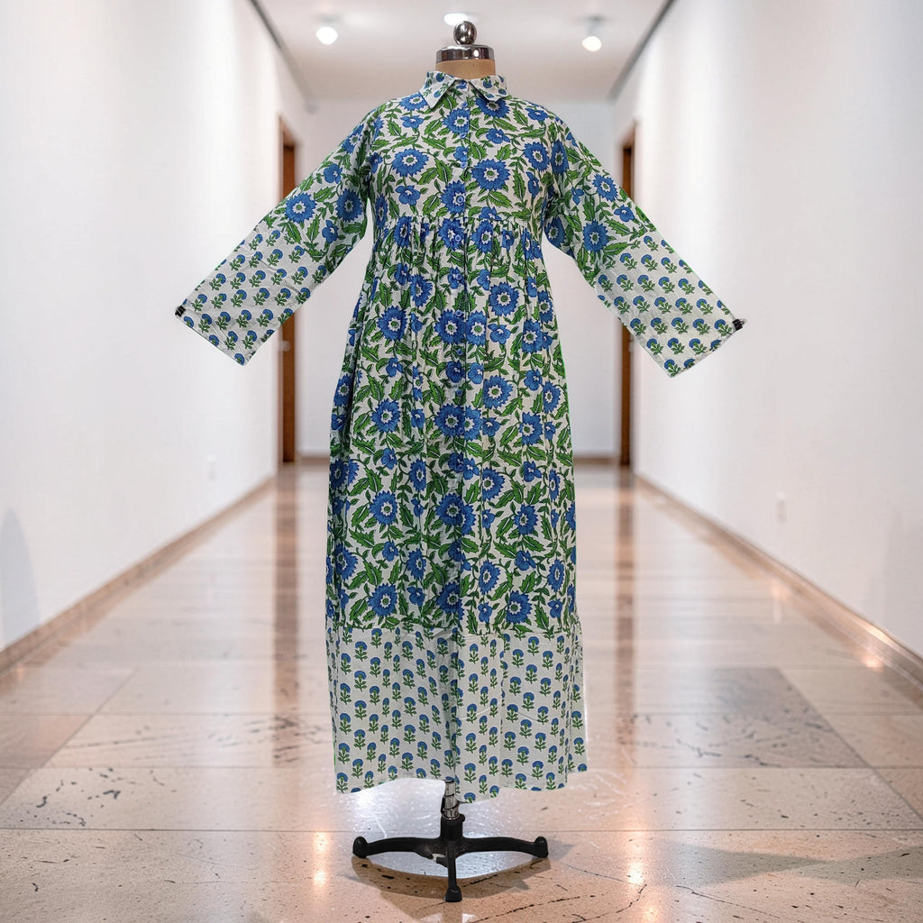 S-M Ana With Sheila Printed Cotton Dress 57" Long Jalabiya 25776-1365 JP
