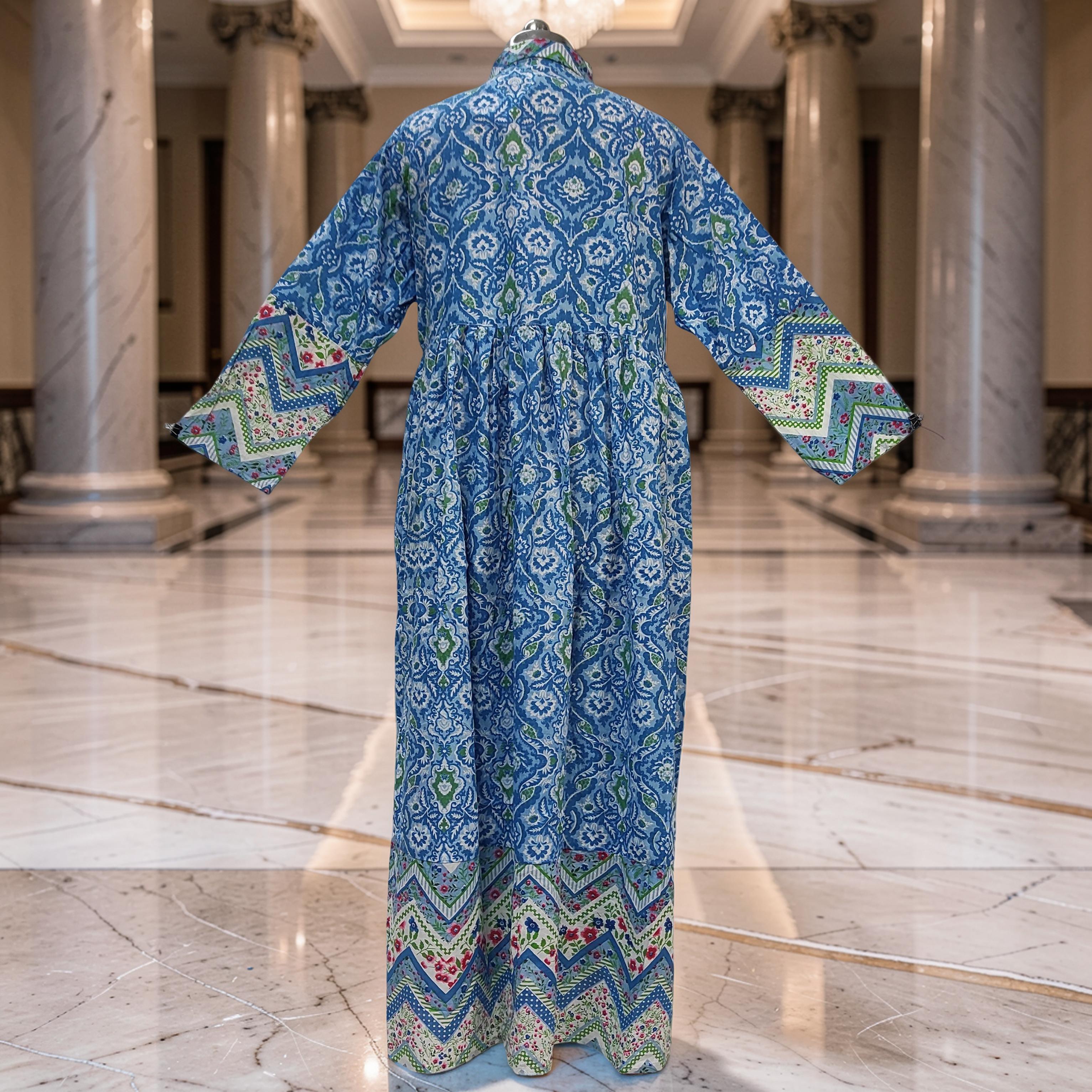 L-XL Ana With Sheila Printed Cotton Dress 57" Long Jalabiya 25780-1366 JP