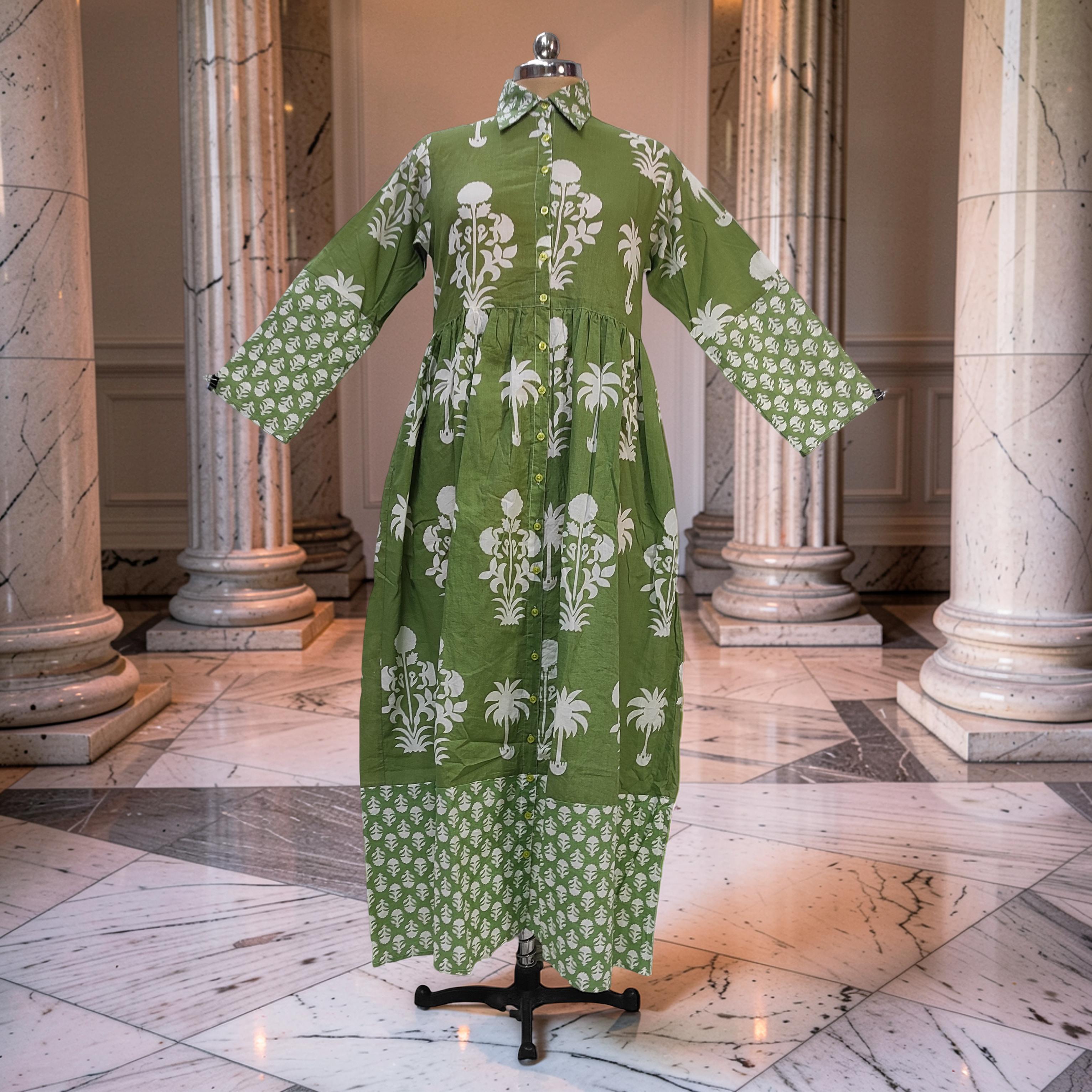 XS-S Ana With Sheila Printed Cotton Dress 54" Long Jalabiya 25781-1366 JP