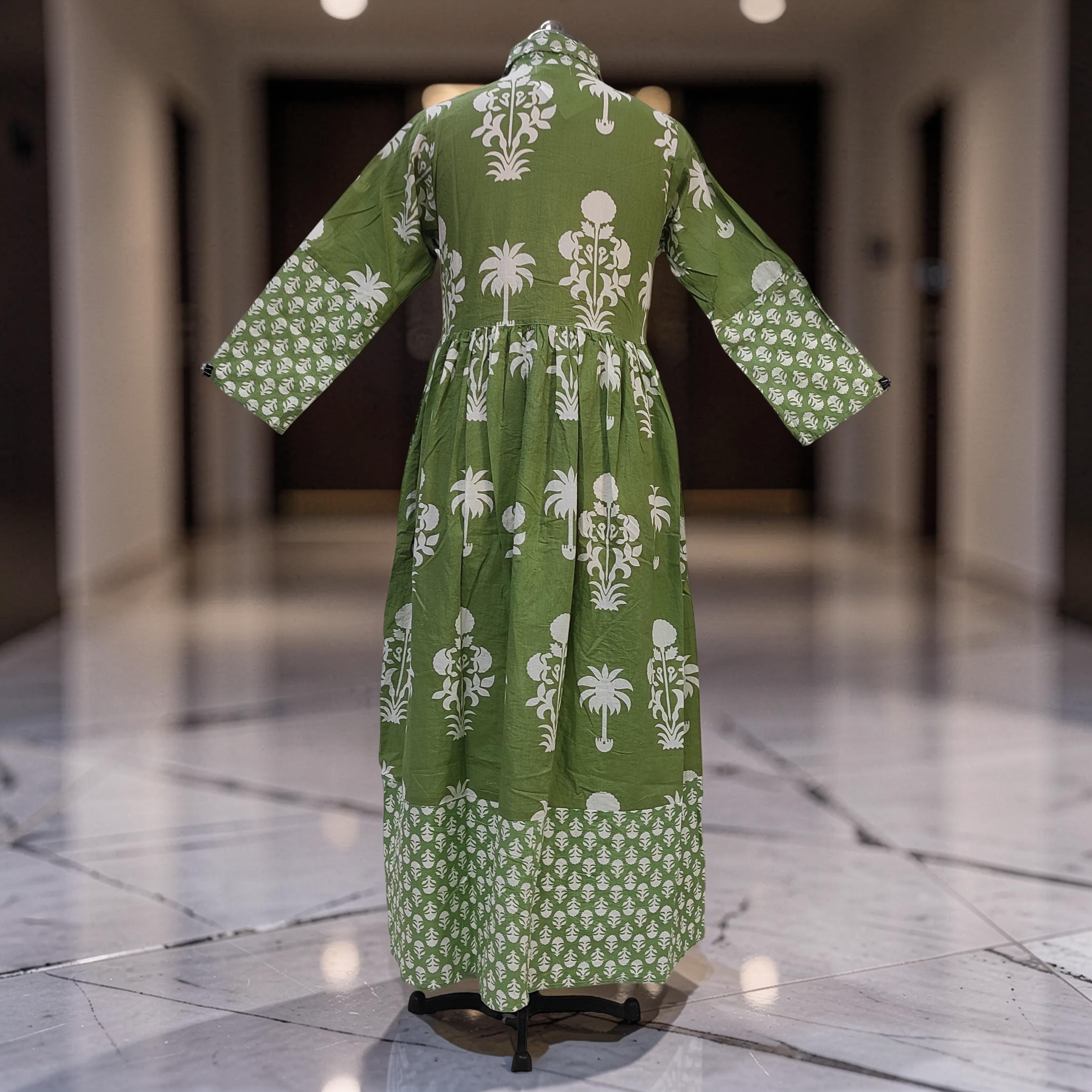 XS-S Ana With Sheila Printed Cotton Dress 54" Long Jalabiya 25781-1366 JP