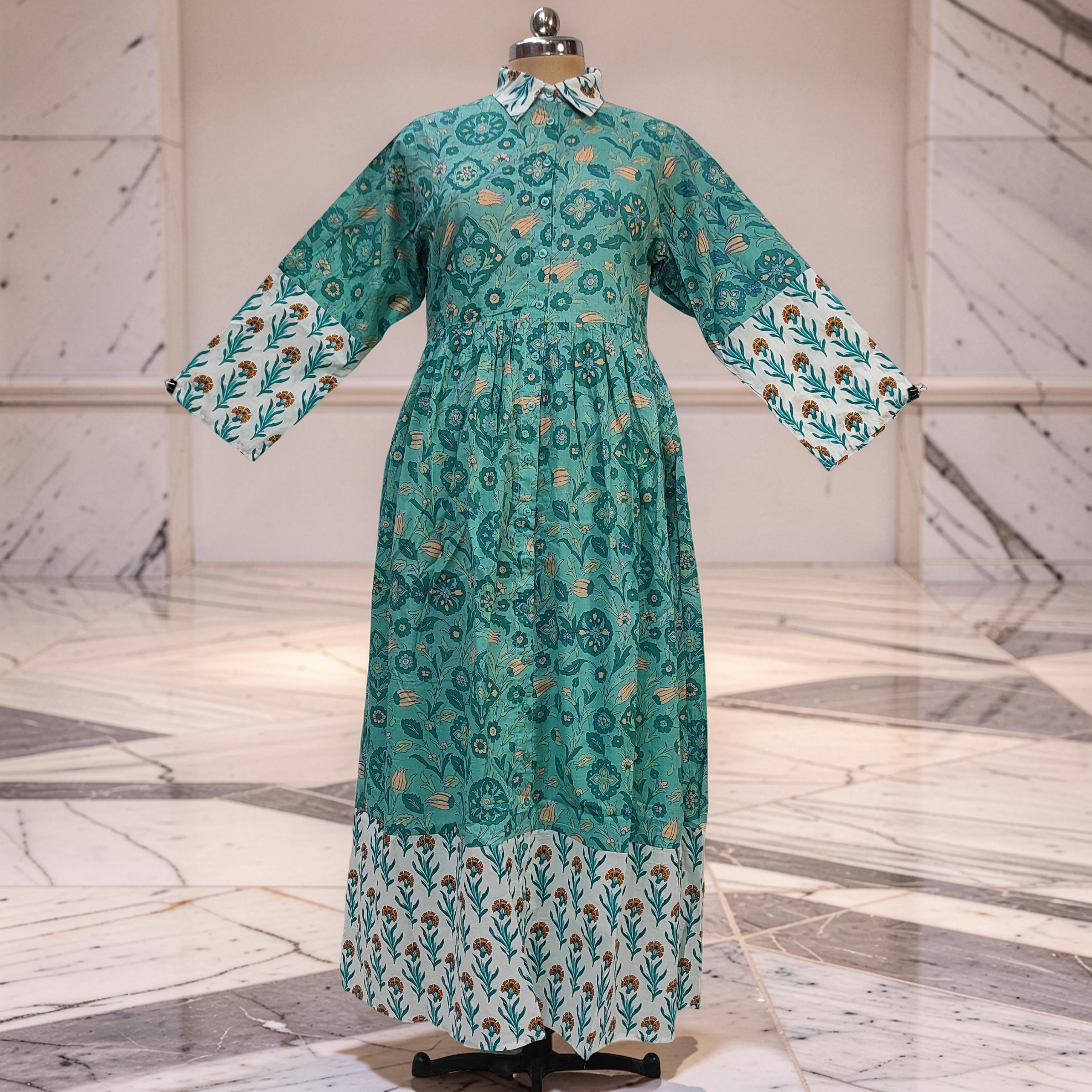 S-M Ana With Sheila Printed Cotton Dress 57" Long Jalabiya 25785-1368 JP