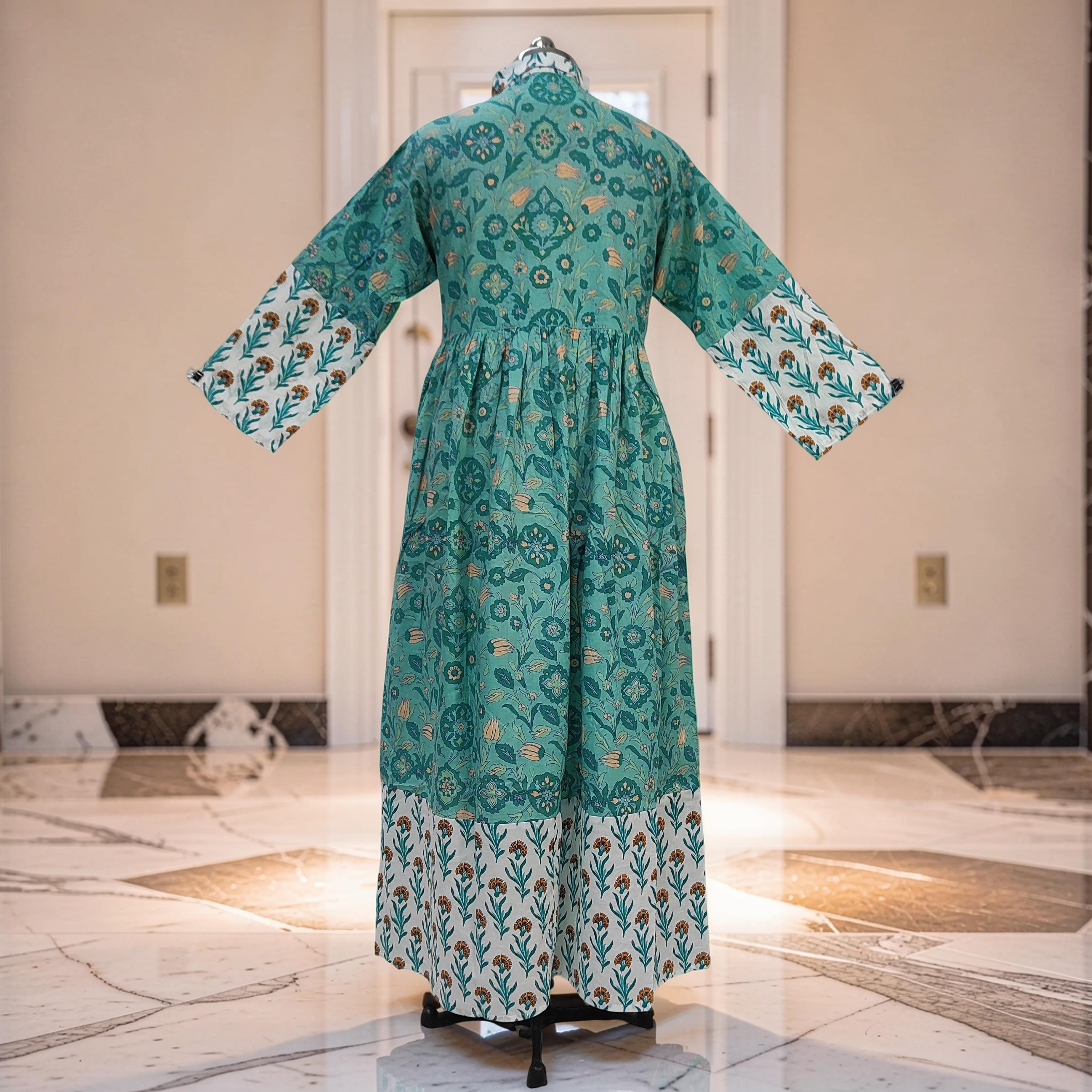 S-M Ana With Sheila Printed Cotton Dress 57" Long Jalabiya 25785-1368 JP