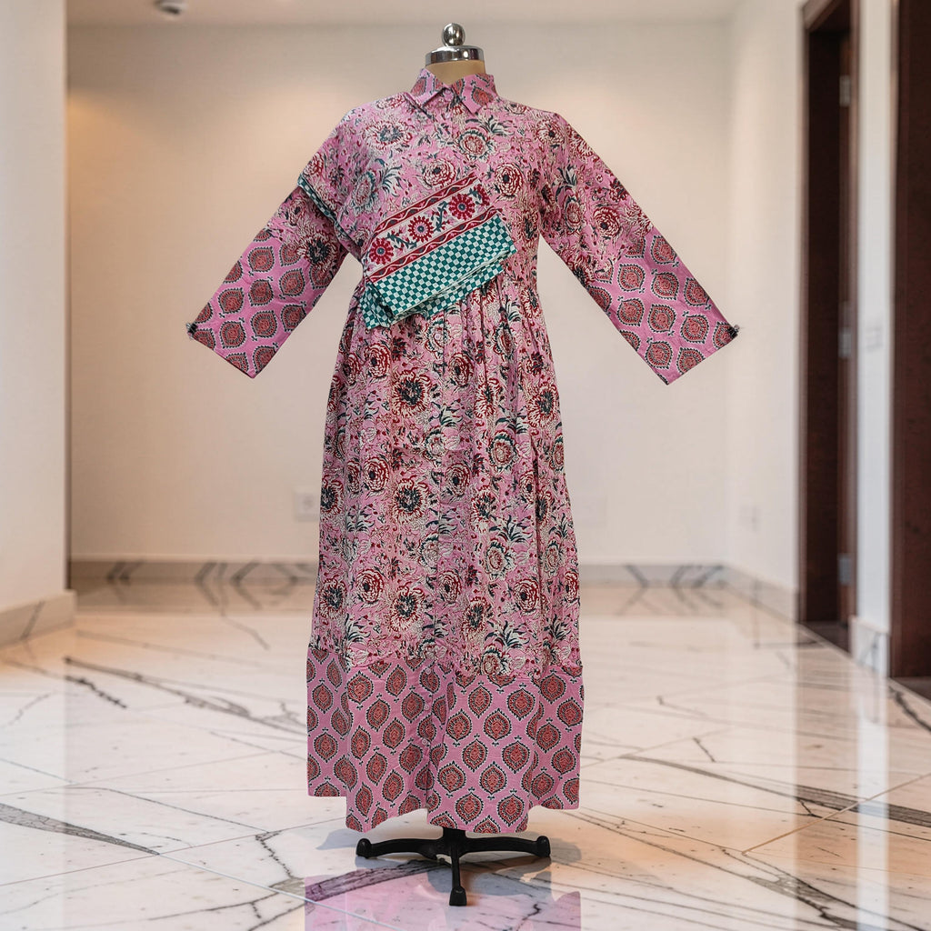 L-XL Ana With Sheila Printed Cotton Dress 57" Long Jalabiya 25788-1369 JP