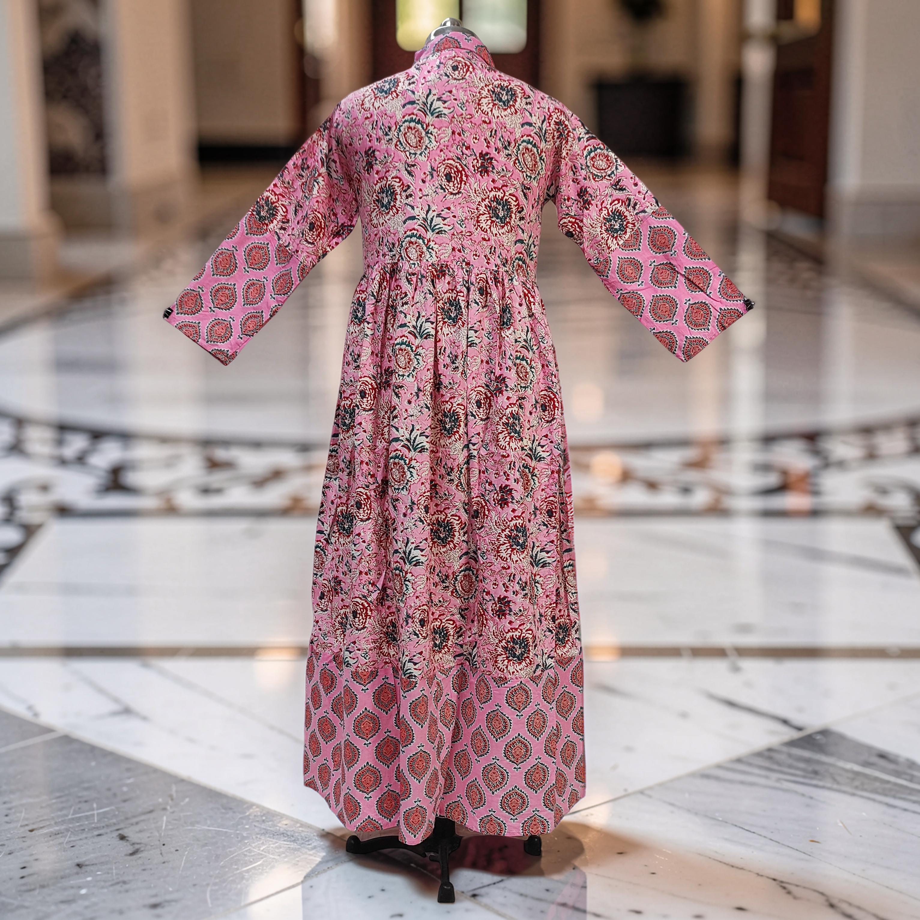L-XL Ana With Sheila Printed Cotton Dress 57" Long Jalabiya 25788-1369 JP