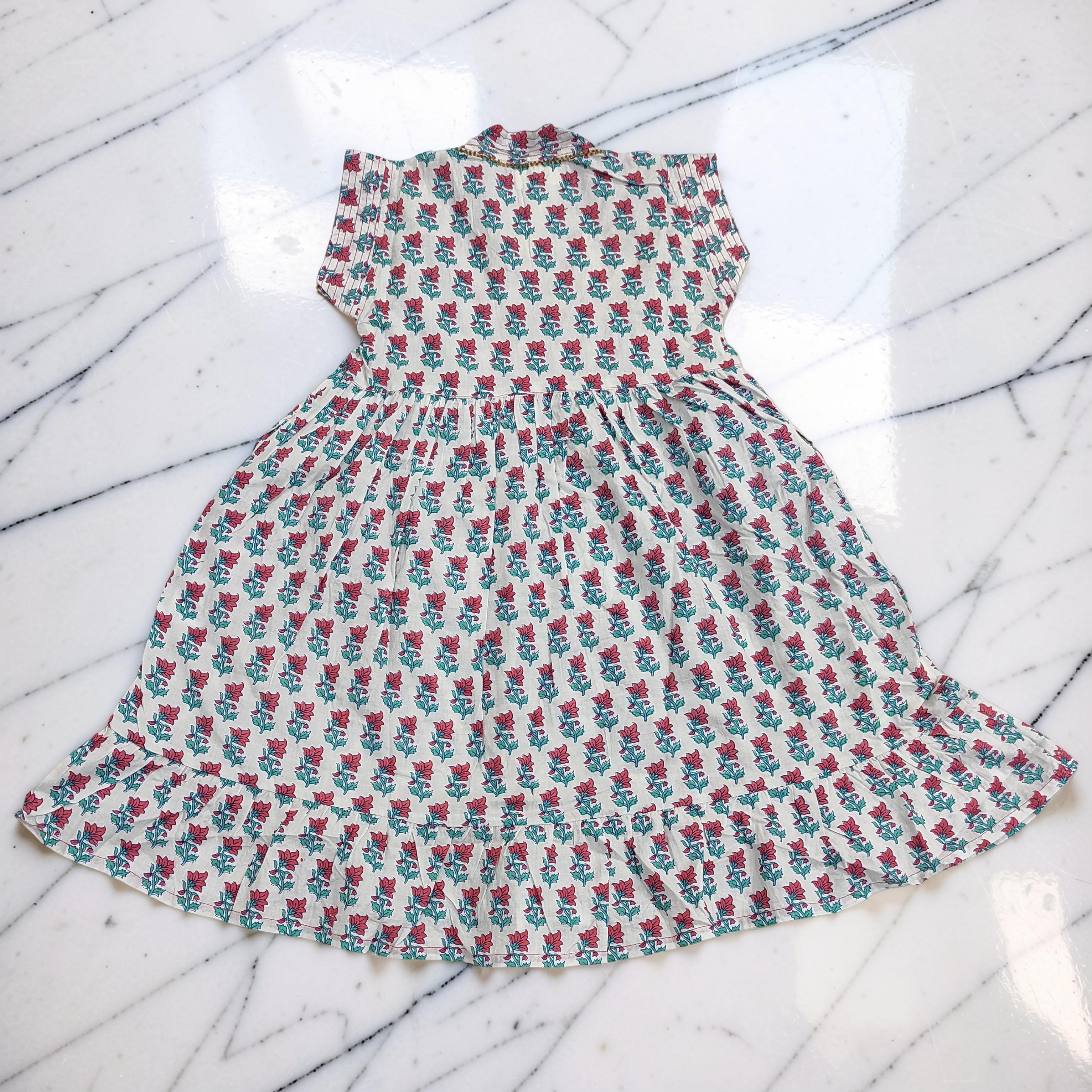 2-3 Year Amani Printed Cotton Girls Dress 30'' Short Sleeves Jalabiya 25791-1399 JP