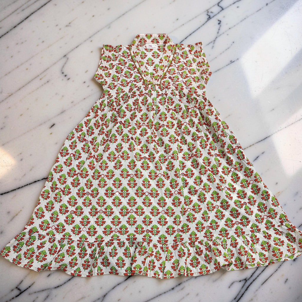 2-3 Year Amani Printed Cotton Girls Dress 30'' Short Sleeves Jalabiya 25793-1375 JP