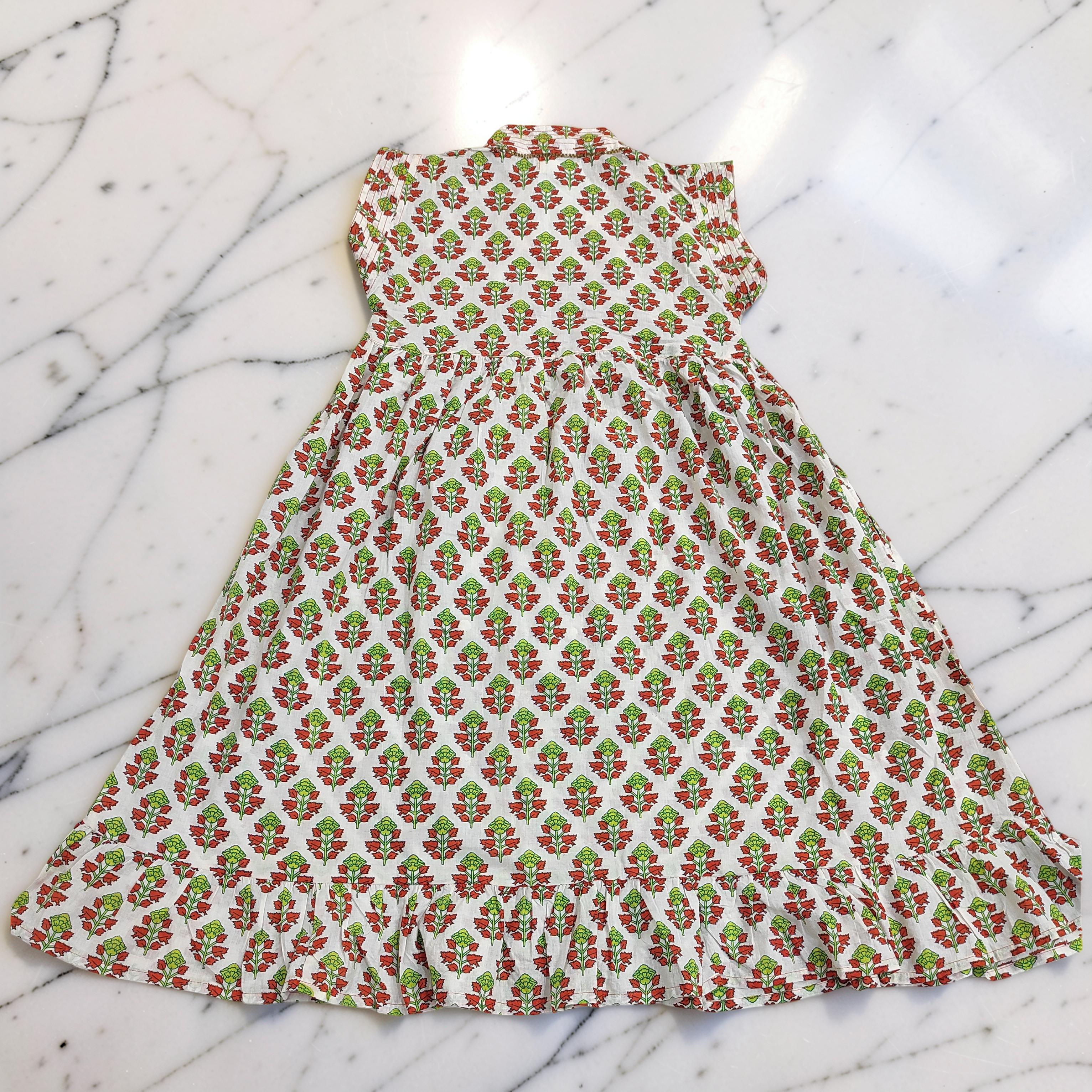 4-5 Year Amani Printed Cotton Girls Dress 34" Short Sleeves Jalabiya 25795-1375 JP