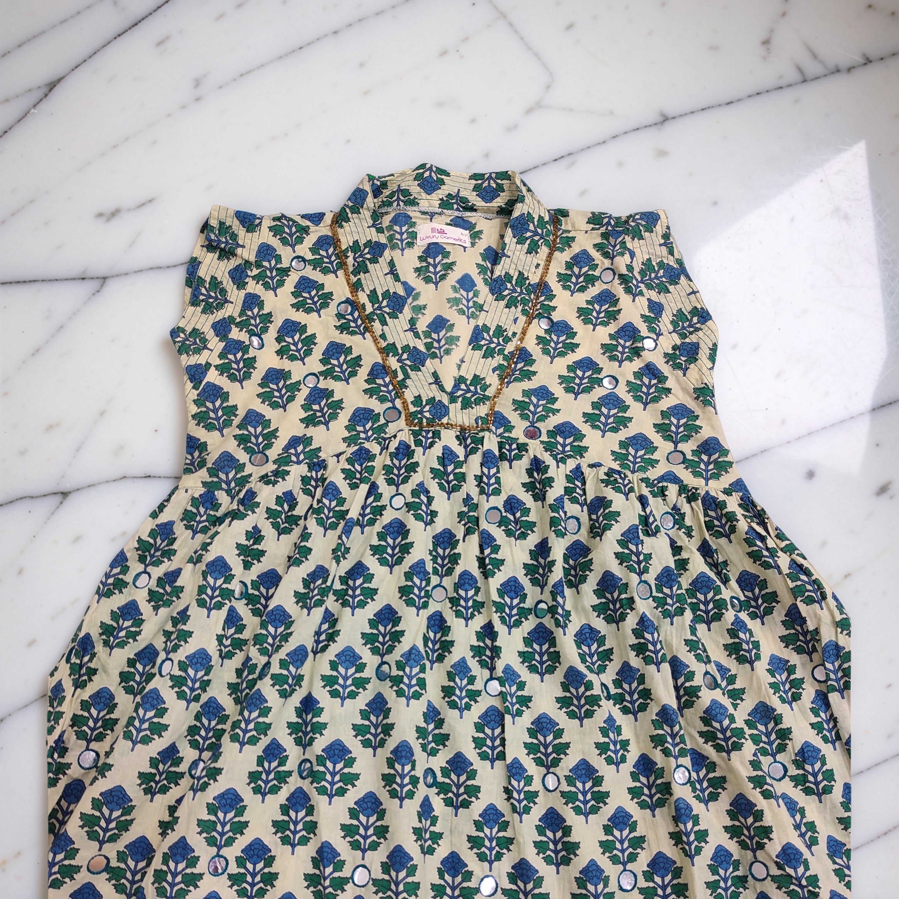 2-3 Year Amani Printed Cotton Girls Dress 30'' Short Sleeves Jalabiya 25794-1399 JP