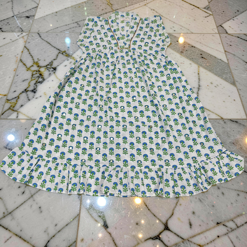 4-5 Year Amani Printed Cotton Girls Dress 34" Short Sleeves Jalabiya 25796-1399 JP