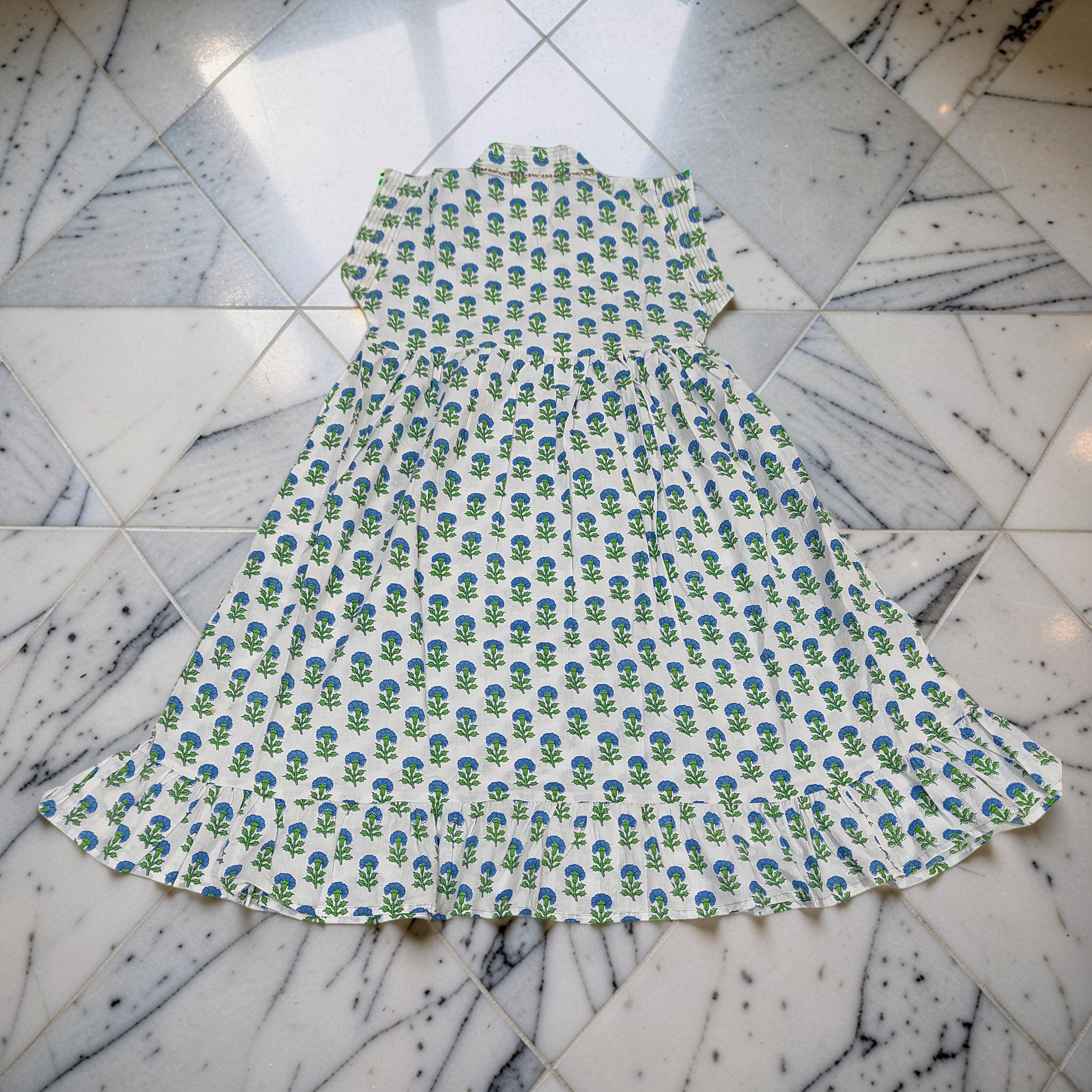 4-5 Year Amani Printed Cotton Girls Dress 34" Short Sleeves Jalabiya 25796-1399 JP
