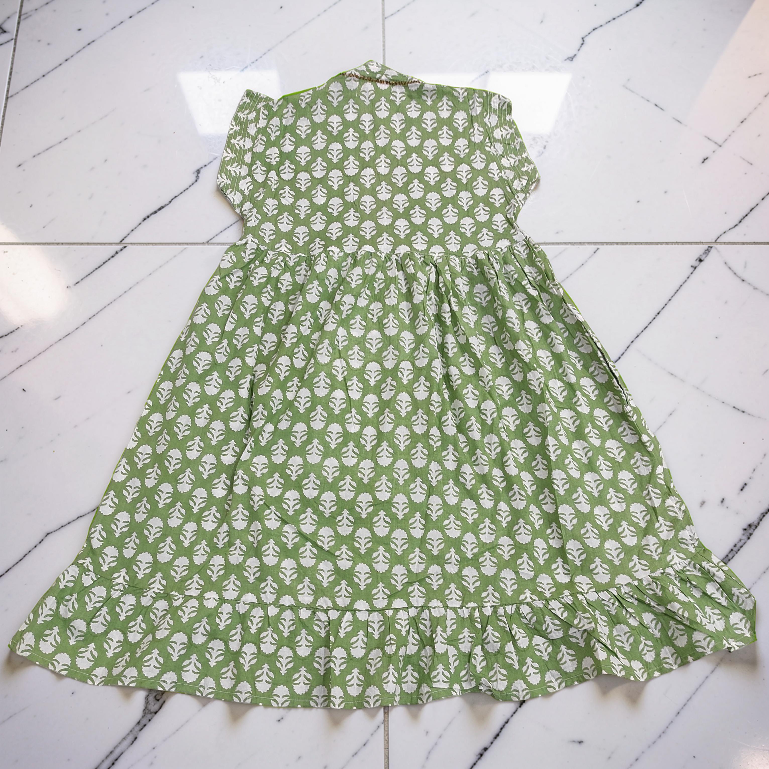 4-5 Year Amani Printed Cotton Girls Dress 34" Short Sleeves Jalabiya 25797-1399 JP