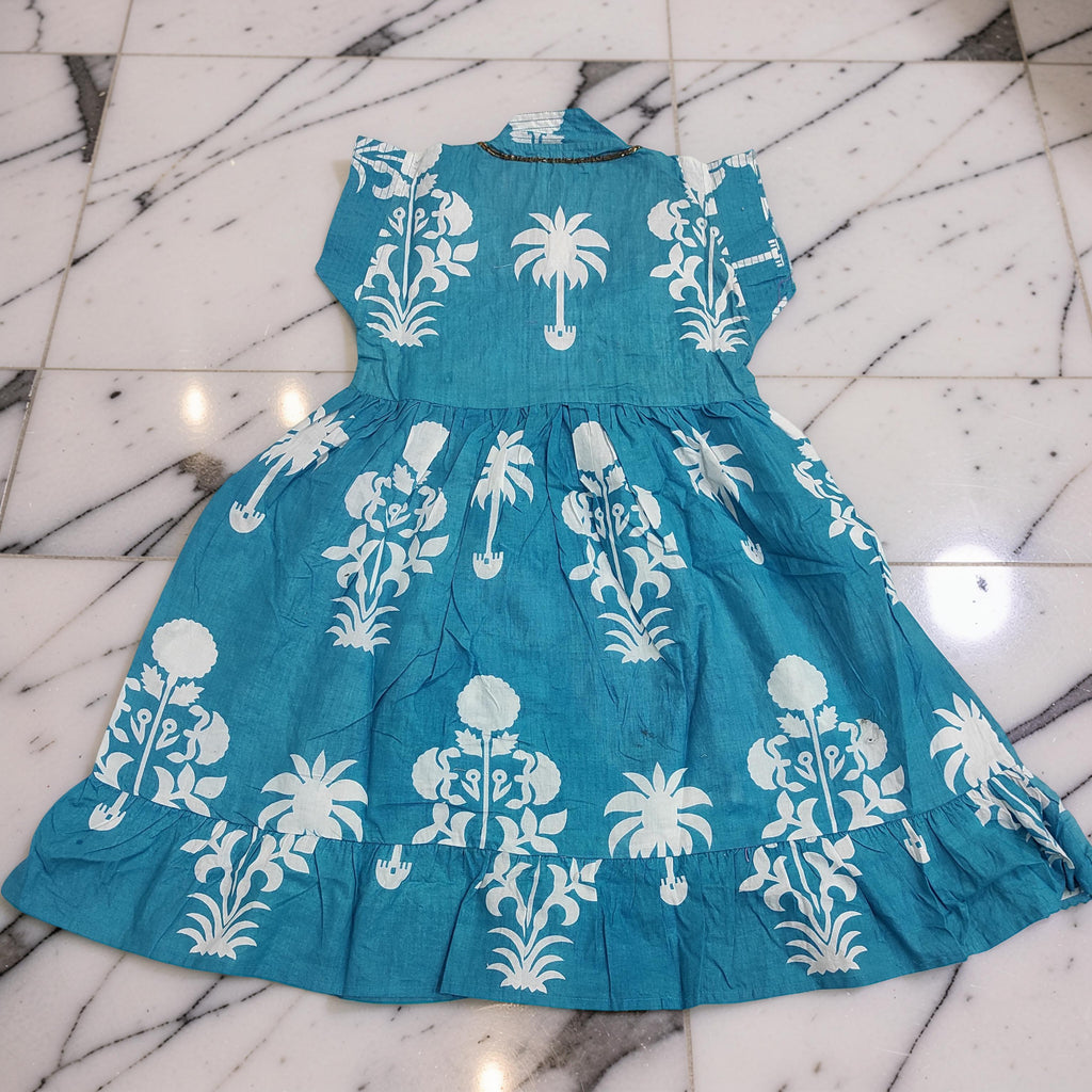 4-5 Year Amani Printed Cotton Girls Dress 34" Short Sleeves Jalabiya 25800-1399 JP