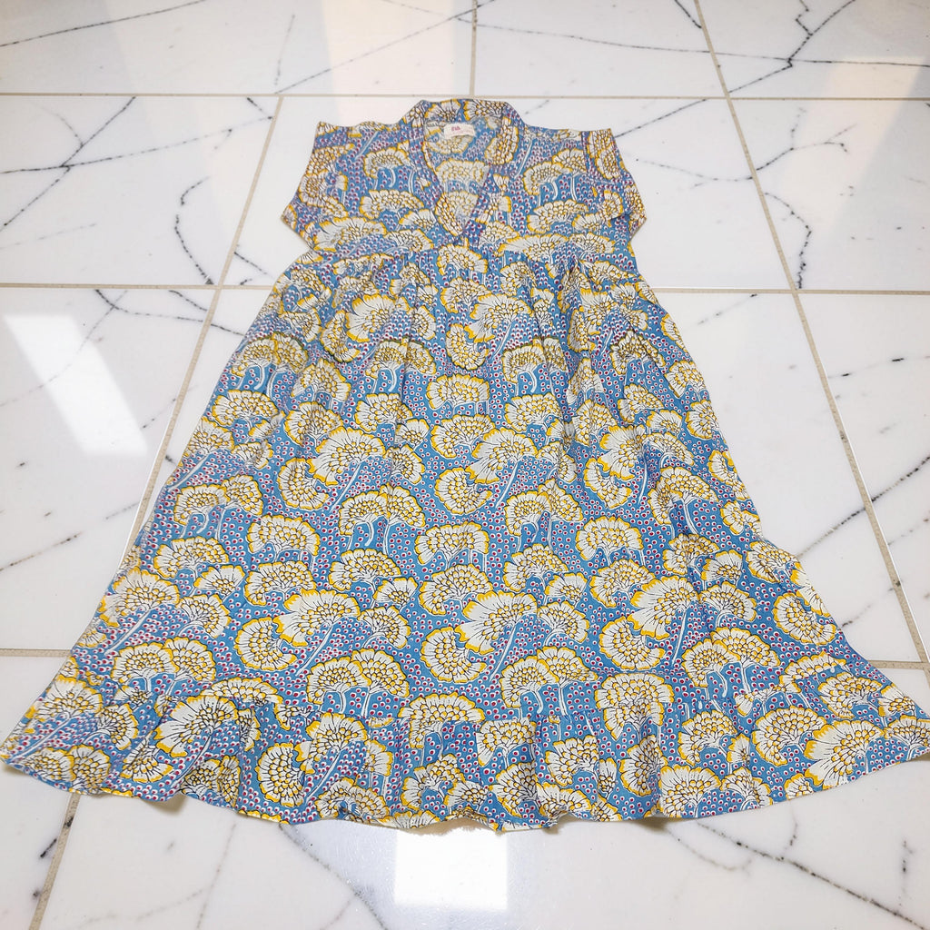 6-7 Year Amani Printed Cotton Girls Dress 38" Short Sleeves Jalabiya 25801-1399 JP