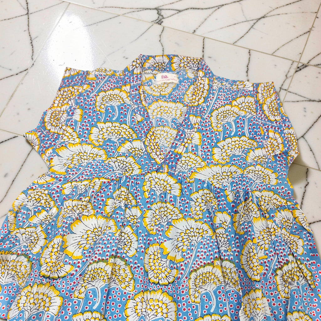 6-7 Year Amani Printed Cotton Girls Dress 38" Short Sleeves Jalabiya 25801-1399 JP