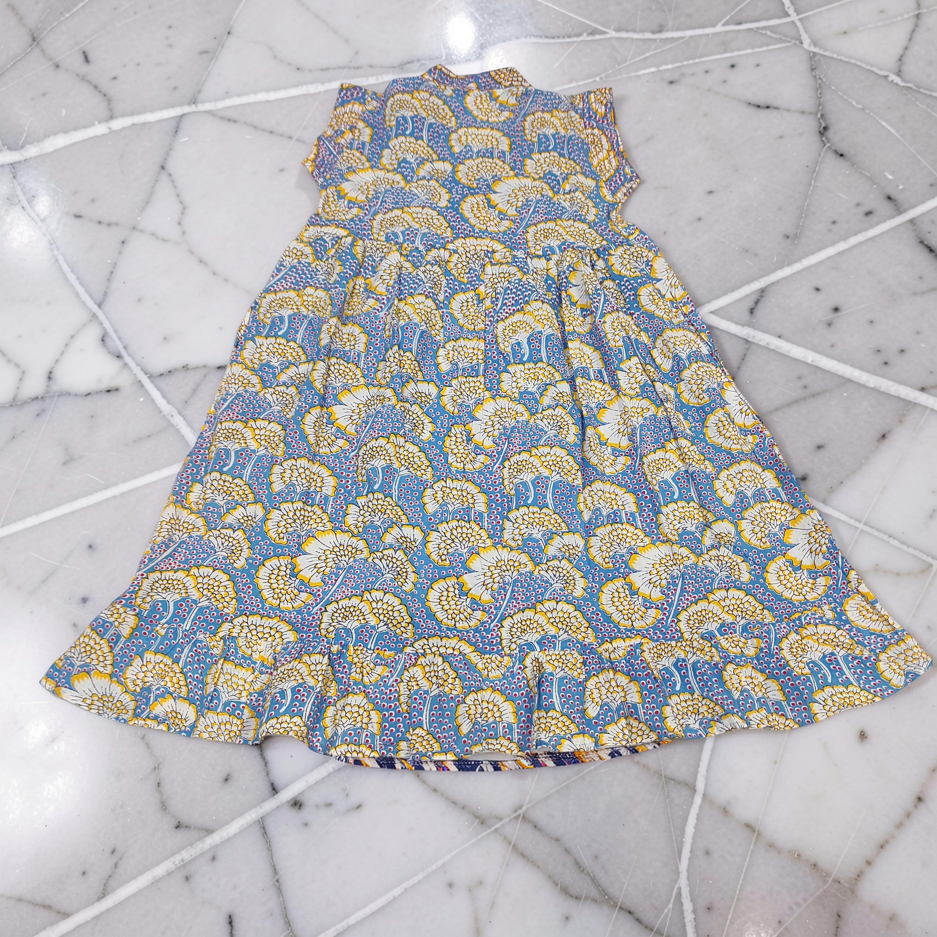 6-7 Year Amani Printed Cotton Girls Dress 38" Short Sleeves Jalabiya 25801-1399 JP