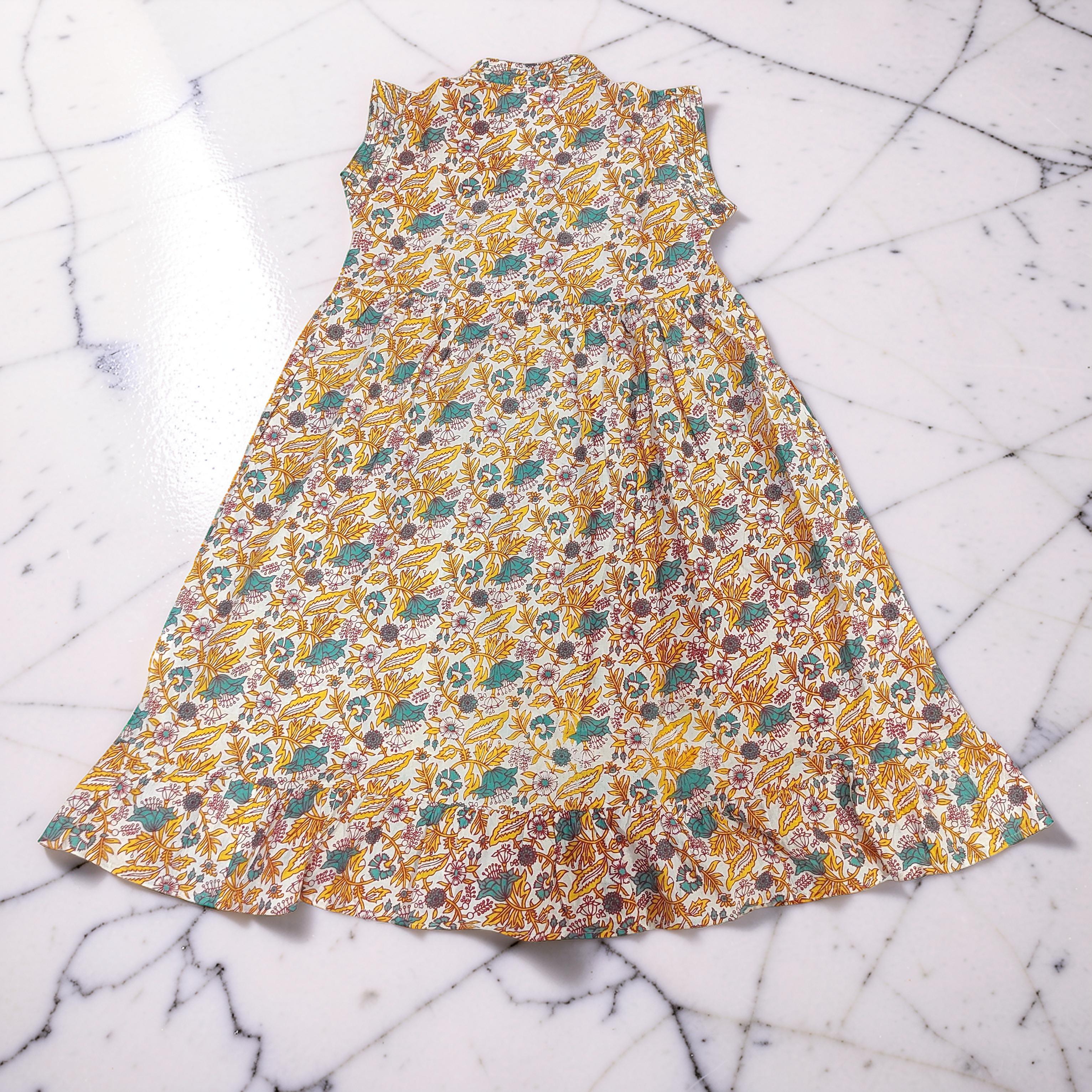 6-7 Year Amani Printed Cotton Girls Dress 38" Short Sleeves Jalabiya 25802-1399 JP