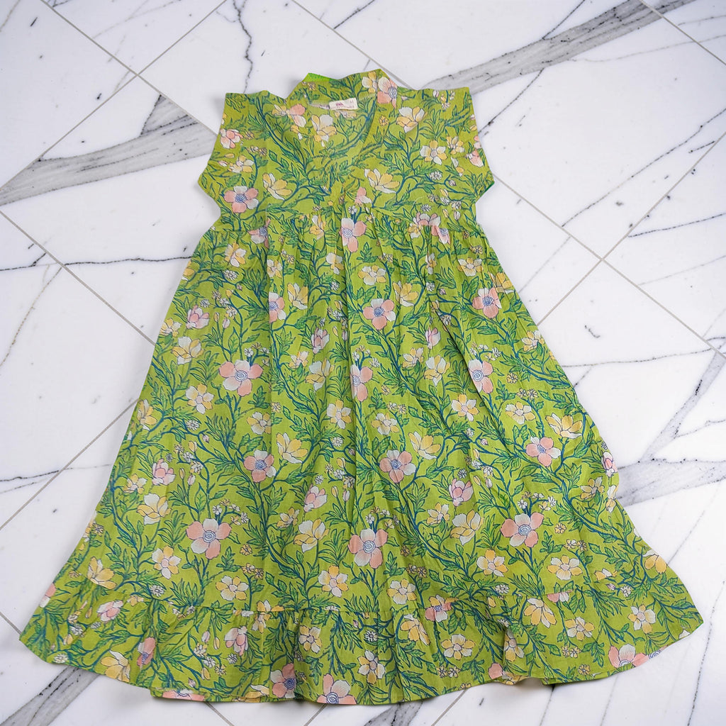 6-7 Year Amani Printed Cotton Girls Dress 38" Short Sleeves Jalabiya 25803-1399 JP