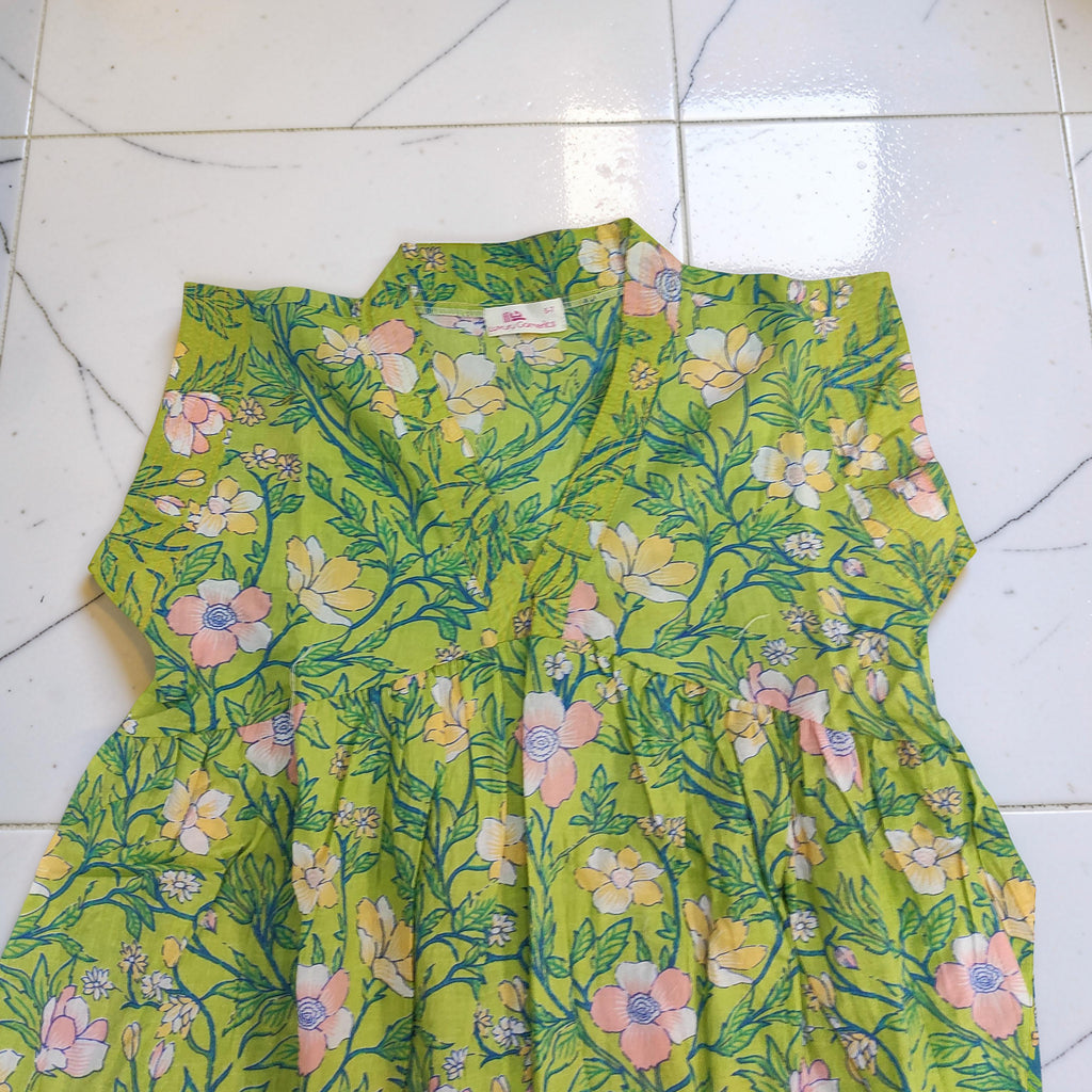 6-7 Year Amani Printed Cotton Girls Dress 38" Short Sleeves Jalabiya 25803-1399 JP