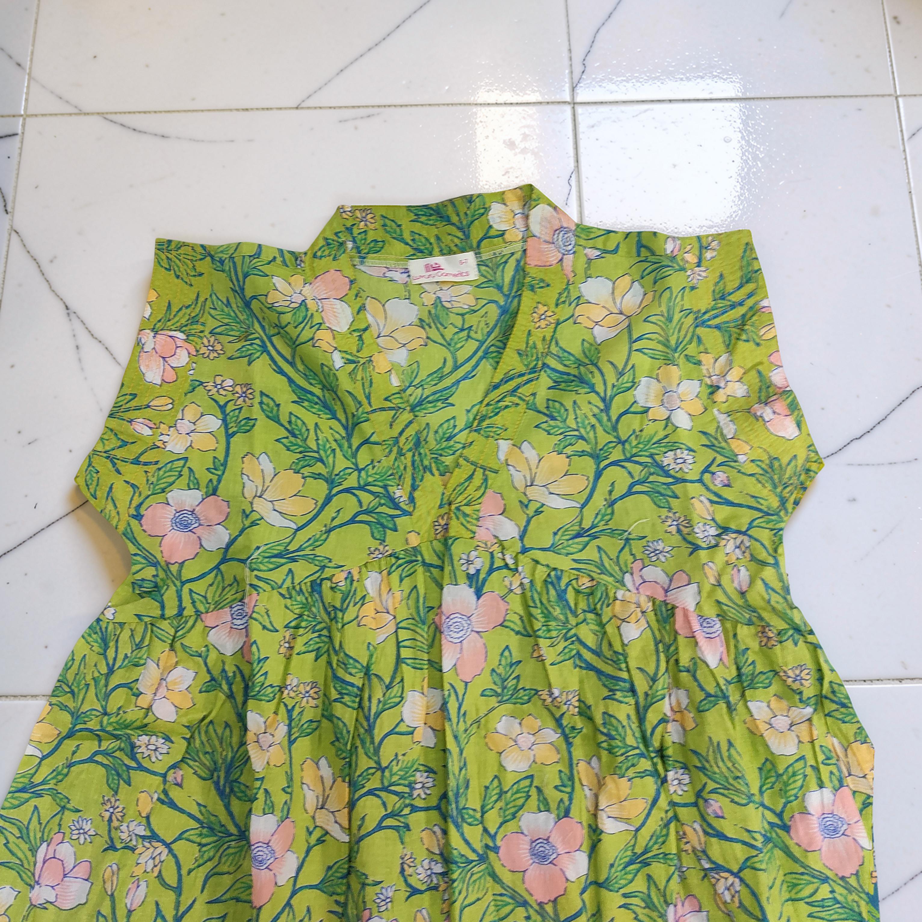 6-7 Year Amani Printed Cotton Girls Dress 38" Short Sleeves Jalabiya 25803-1399 JP