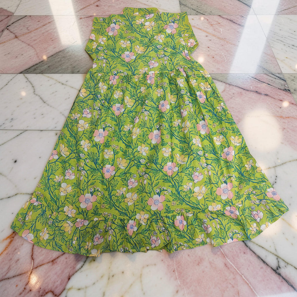 6-7 Year Amani Printed Cotton Girls Dress 38" Short Sleeves Jalabiya 25803-1399 JP