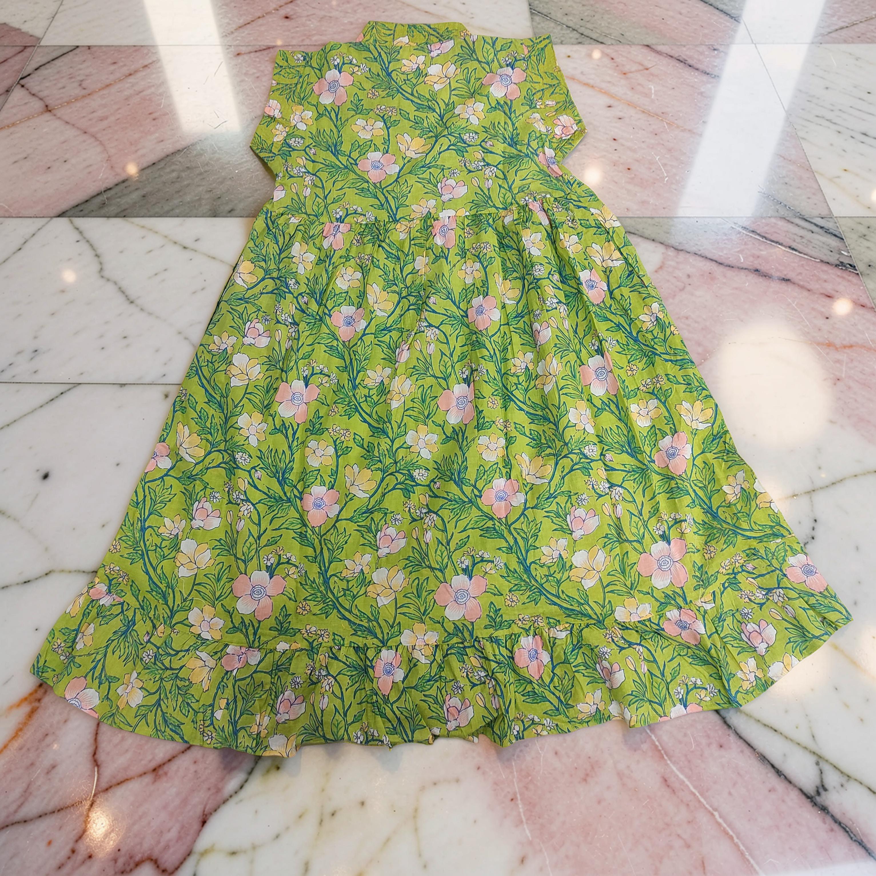 6-7 Year Amani Printed Cotton Girls Dress 38" Short Sleeves Jalabiya 25803-1399 JP