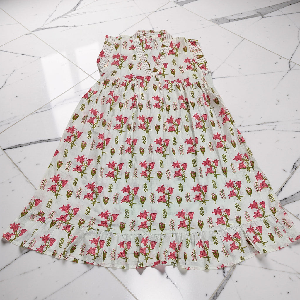 6-7 Year Amani Printed Cotton Girls Dress 38" Short Sleeves Jalabiya 25804-1399 JP